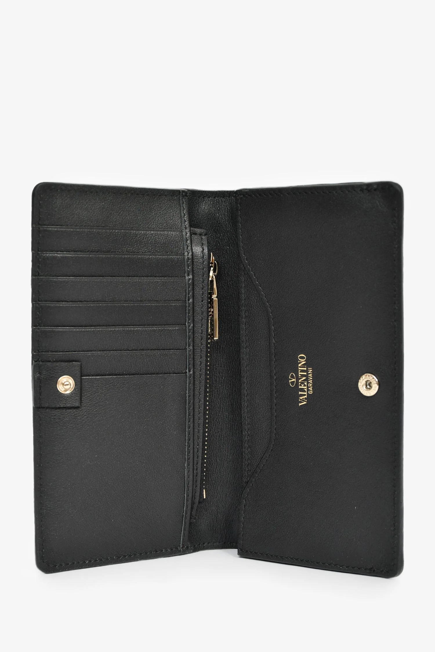 Valentino Black Leather Rockstud Small Wallet with Removable Pouch - Image 6