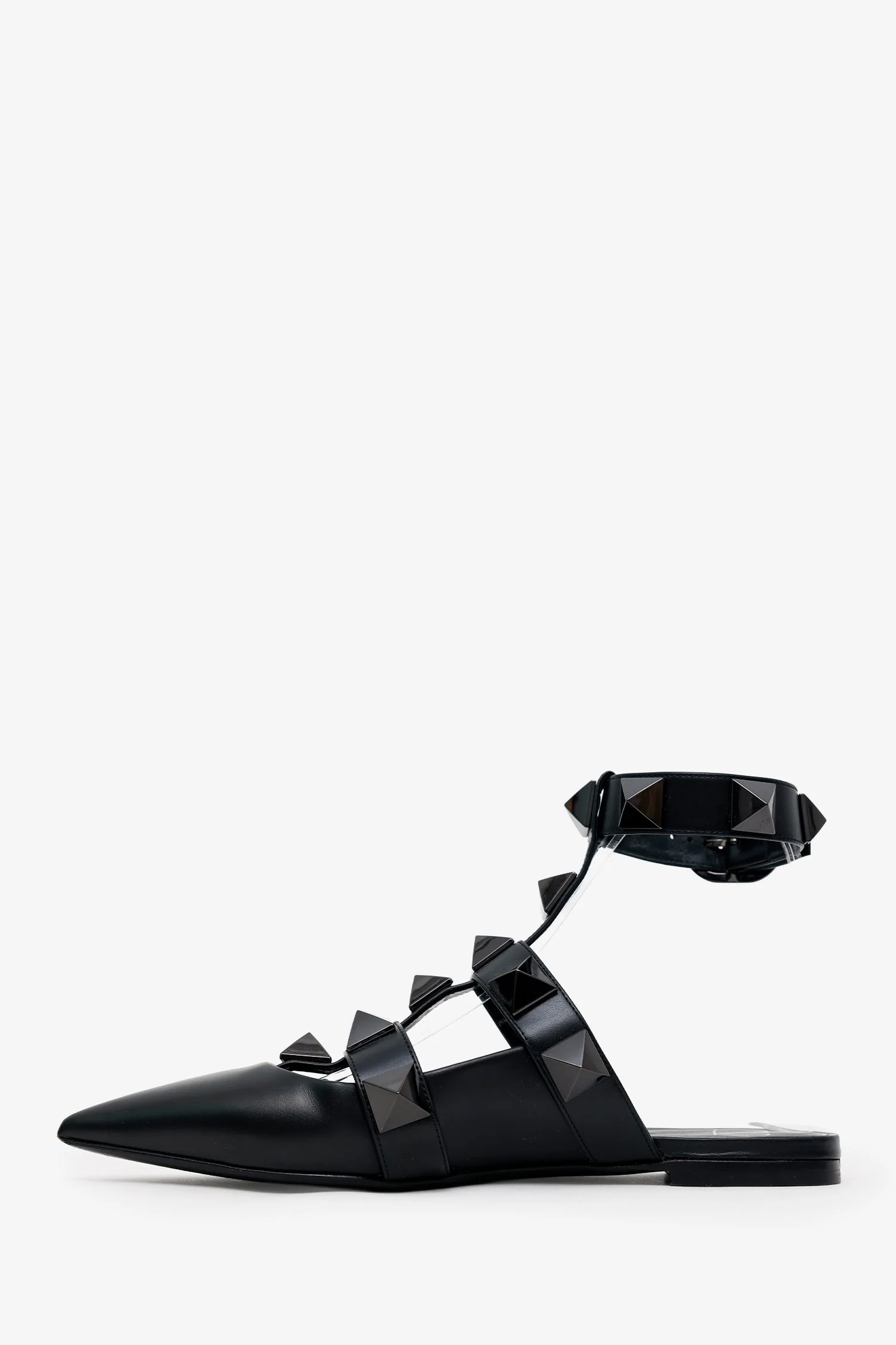 Valentino Black Leather Roman Rockstud Flats Size 37 - Image 5