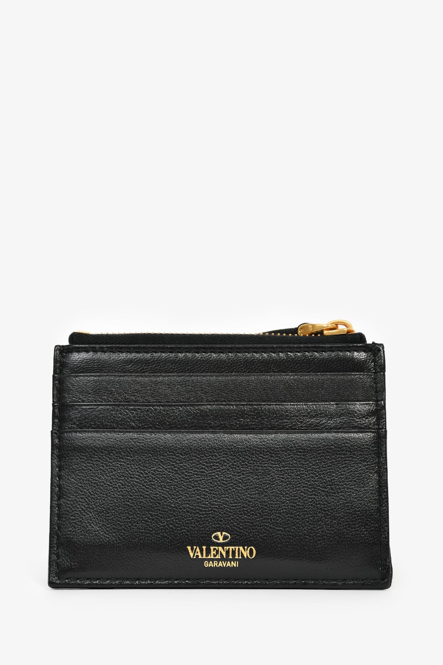 Valentino Black Leather Roman Stud Coin Pouch - Image 2