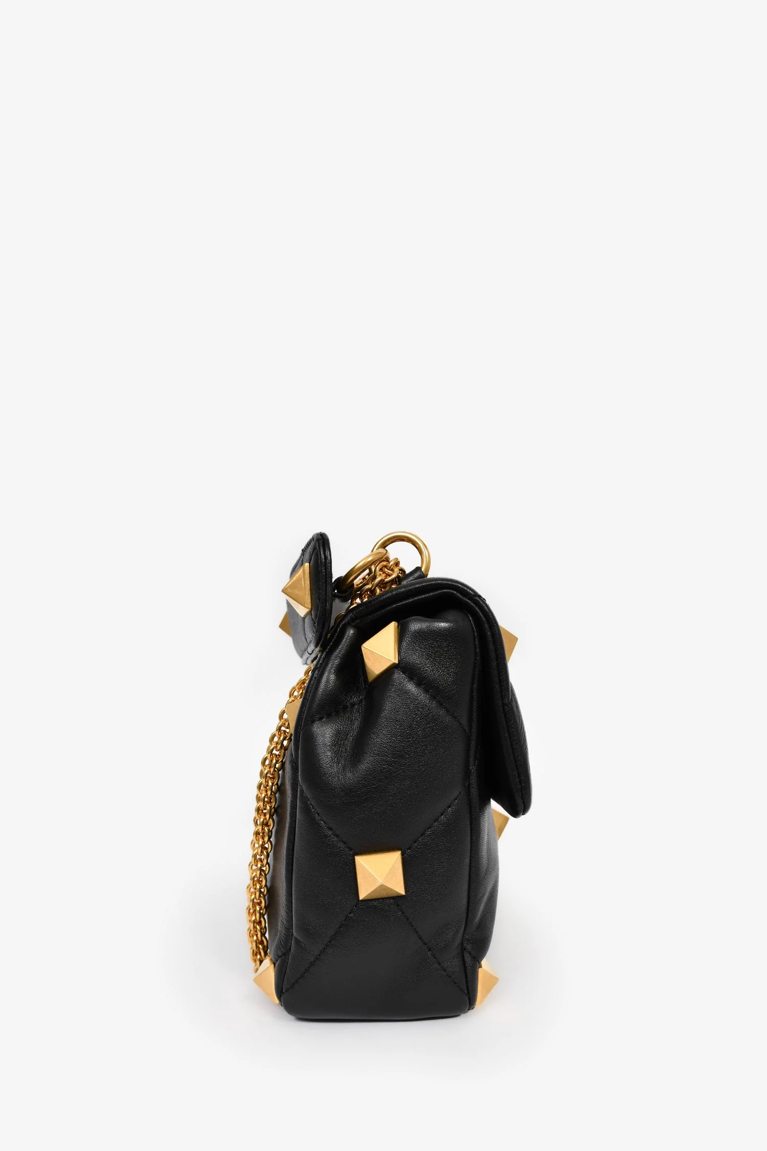 Valentino Black Leather Roman Stud Shoulder Bag - Image 3
