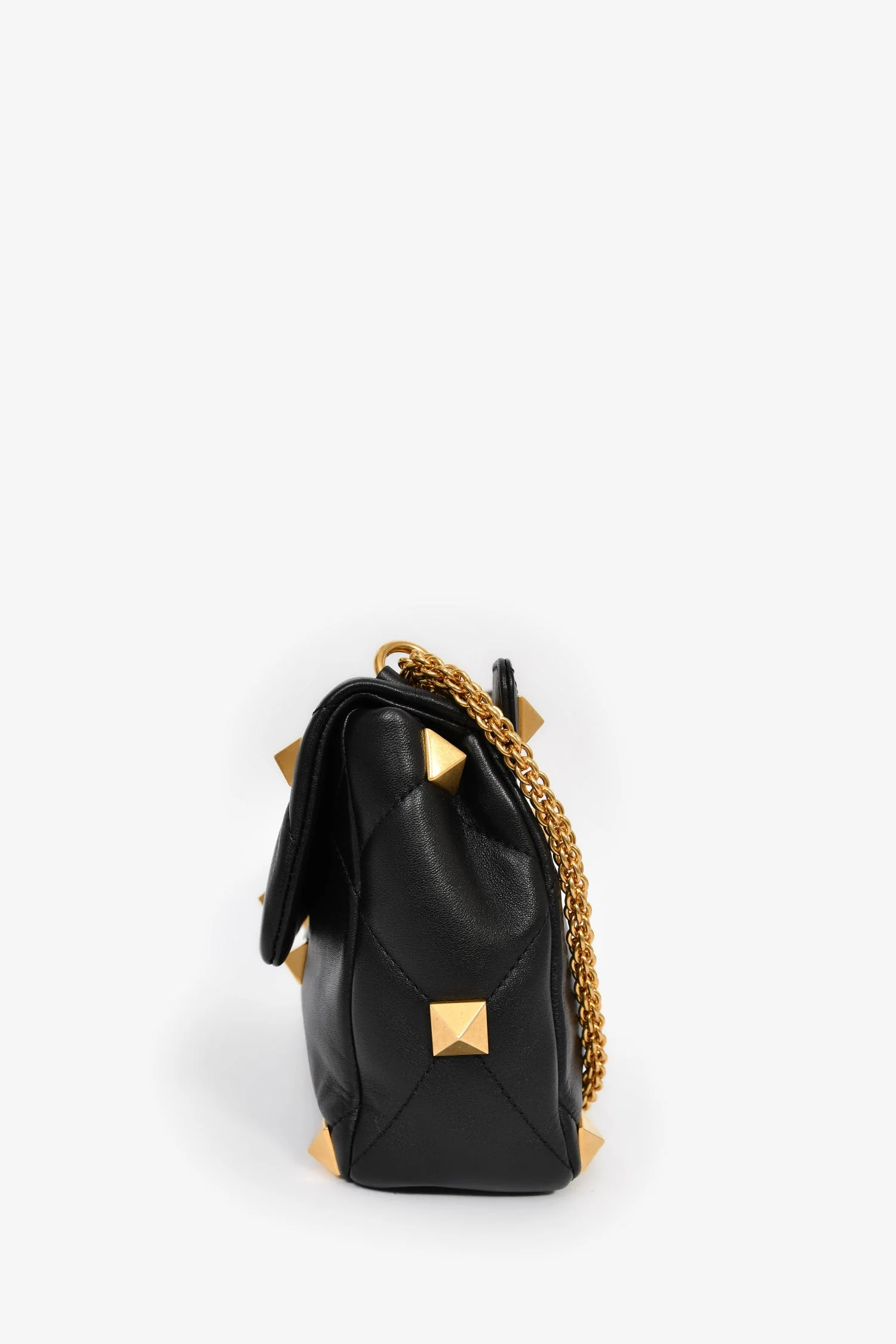 Valentino Black Leather Roman Stud Shoulder Bag - Image 4