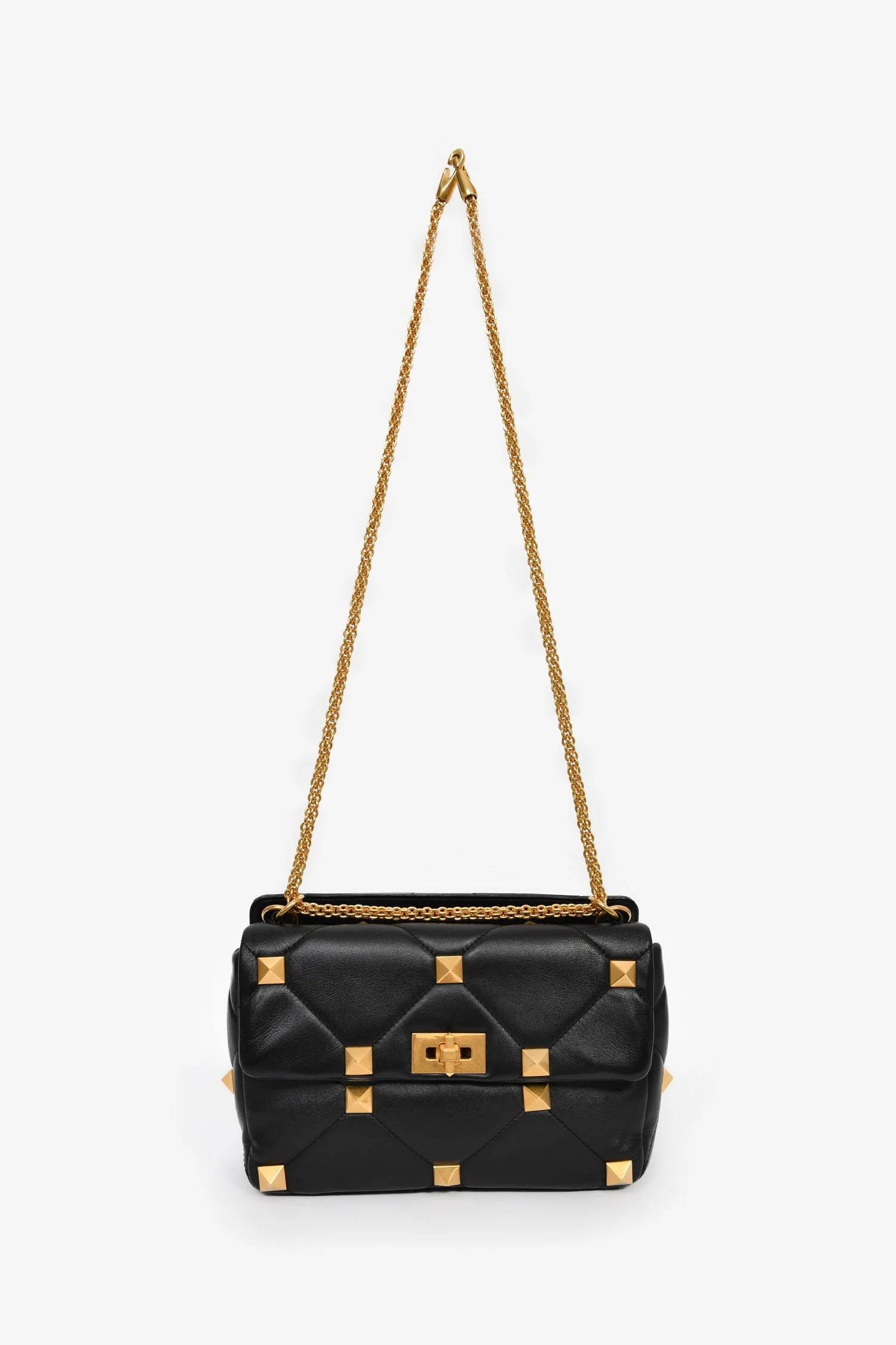 Valentino Black Leather Roman Stud Shoulder Bag - Image 7