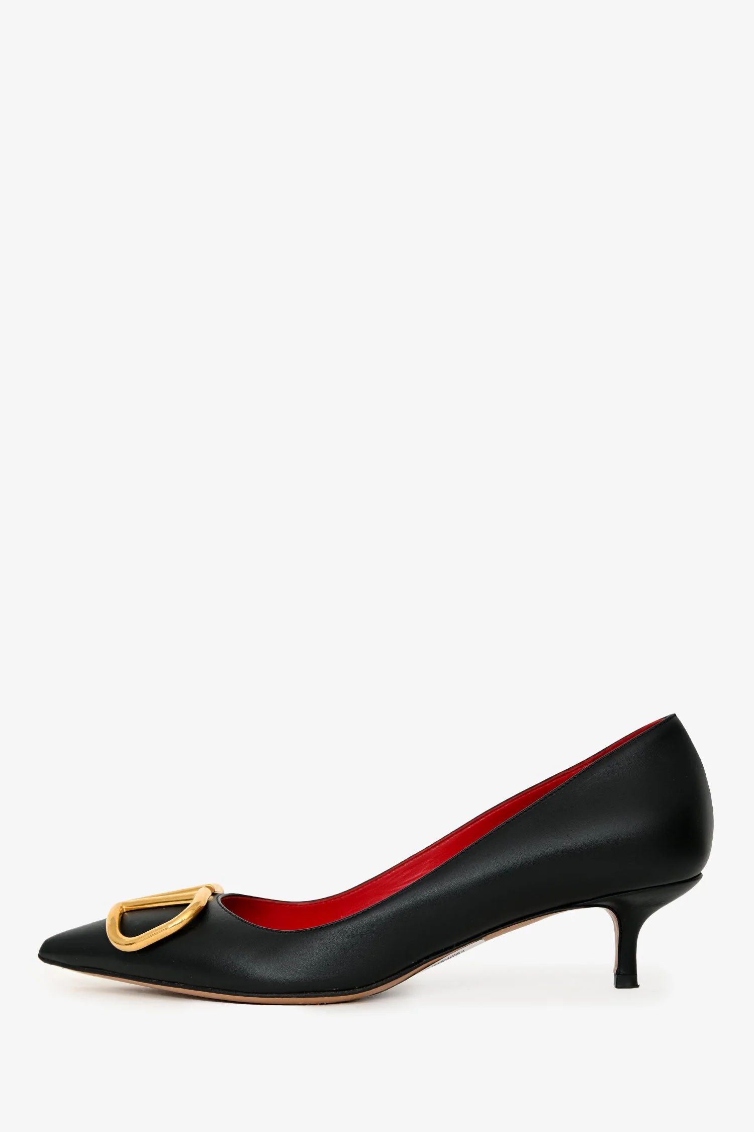 Valentino Black Leather V Logo Pointed Toe Heels Size 37 - Image 4