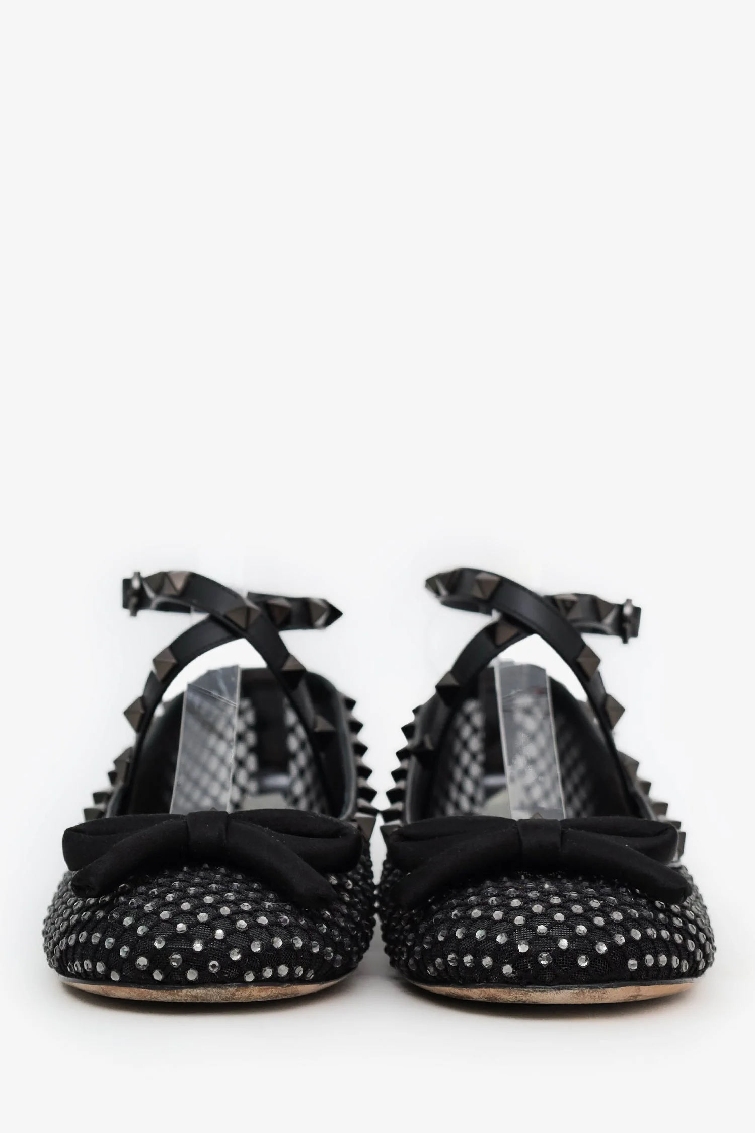 Valentino Black Mesh Crystal Embellished Ballet Flats Size 38 - Image 3