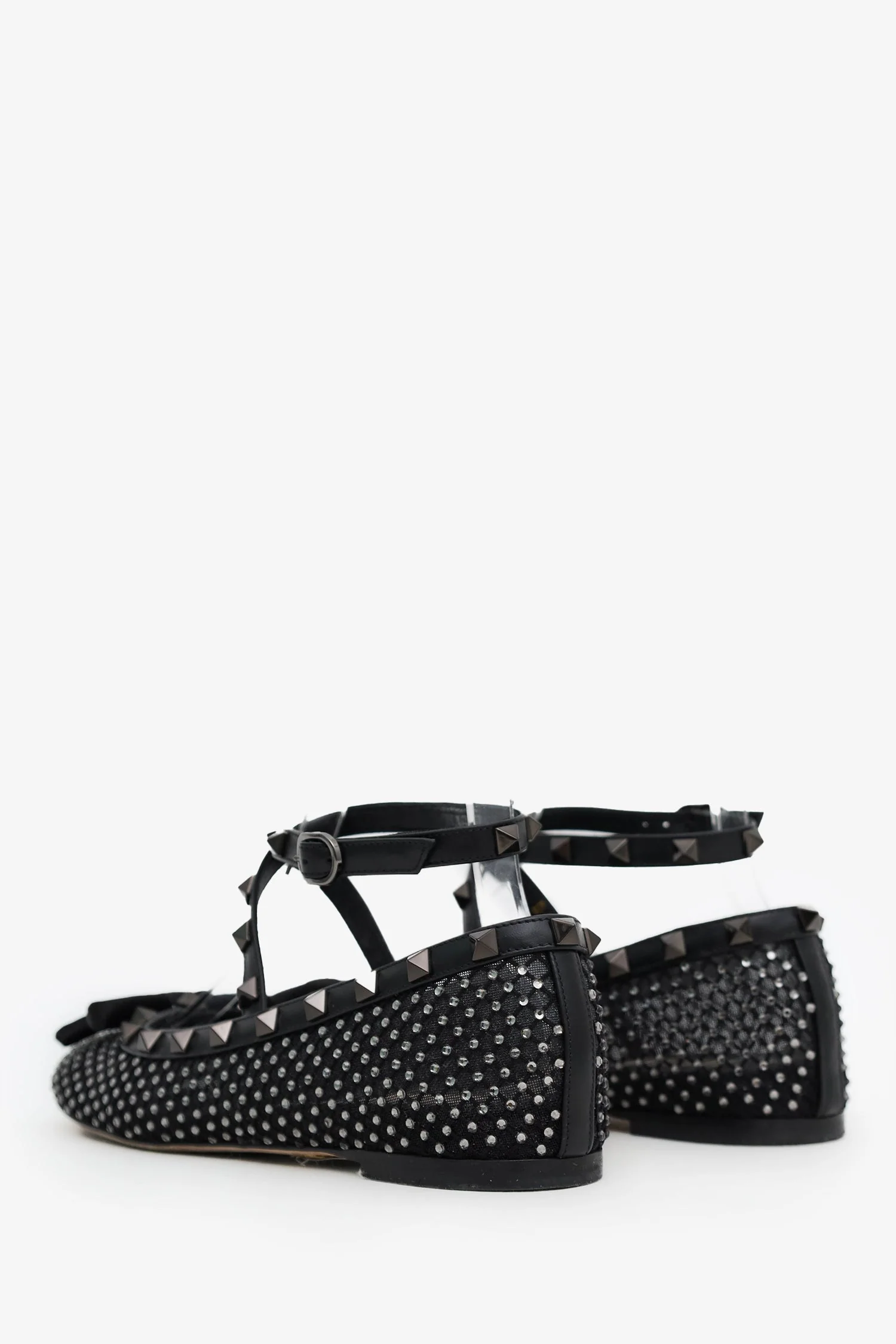 Valentino Black Mesh Crystal Embellished Ballet Flats Size 38 - Image 4