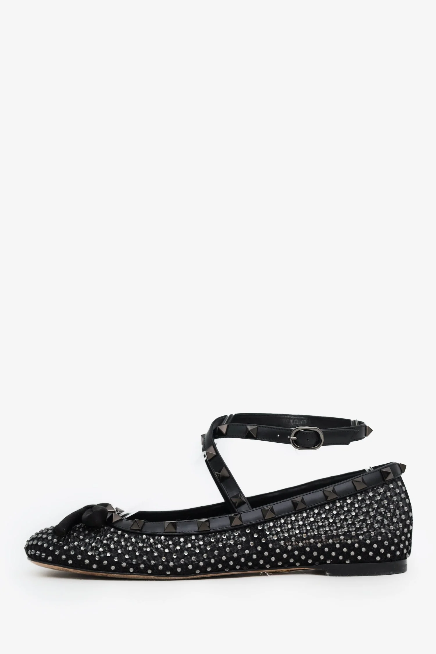 Valentino Black Mesh Crystal Embellished Ballet Flats Size 38 - Image 5