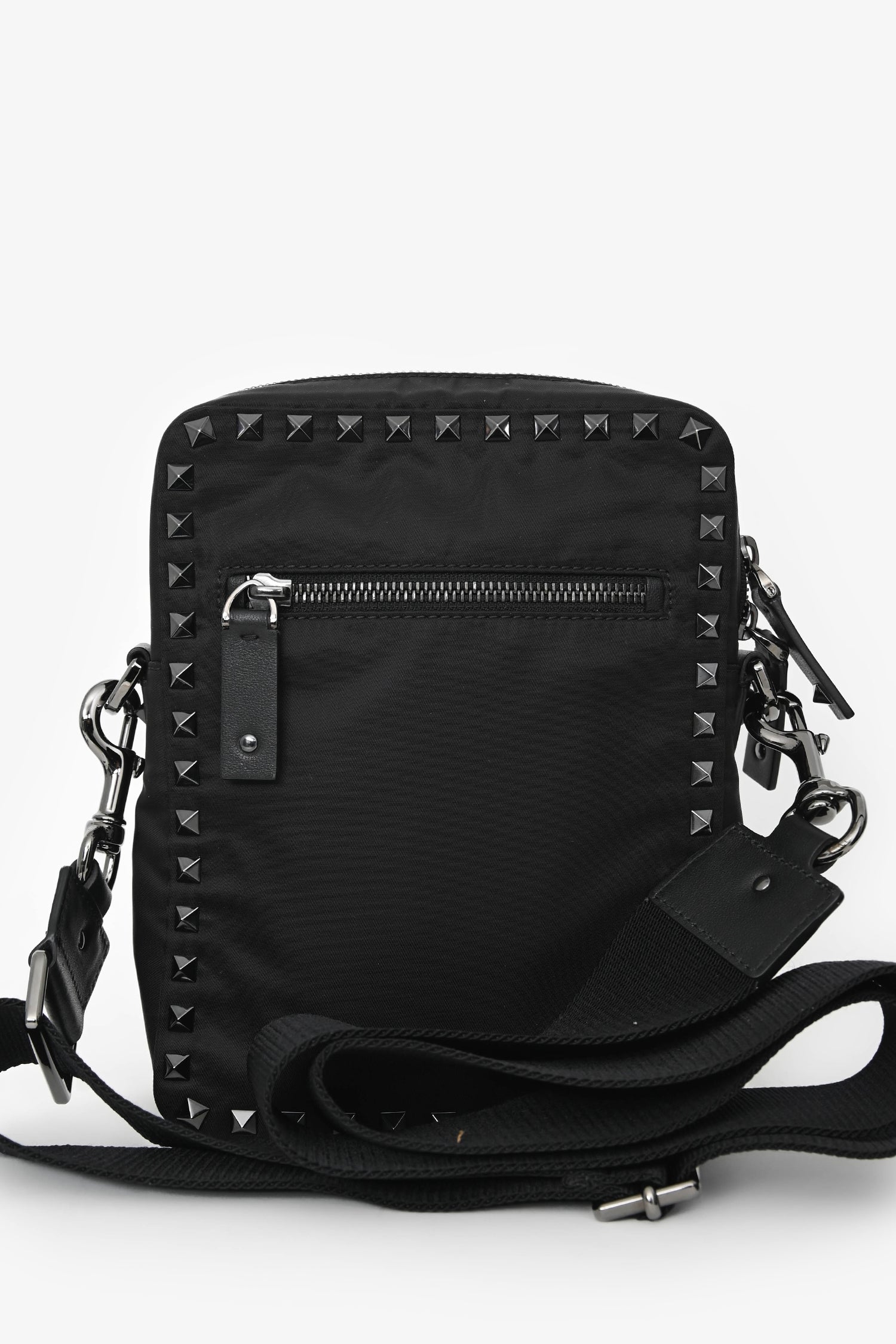 Valentino Black Nylon Rockstud Messenger Bag - Image 2