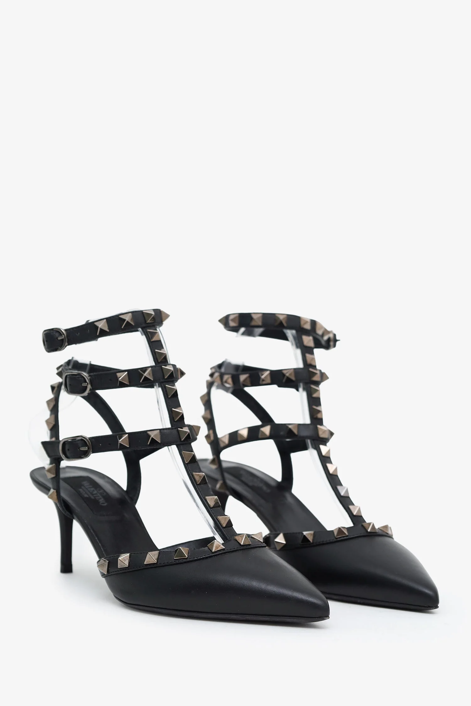 Valentino Black Rockstud Leather Heels Size 36.5 - Image 2