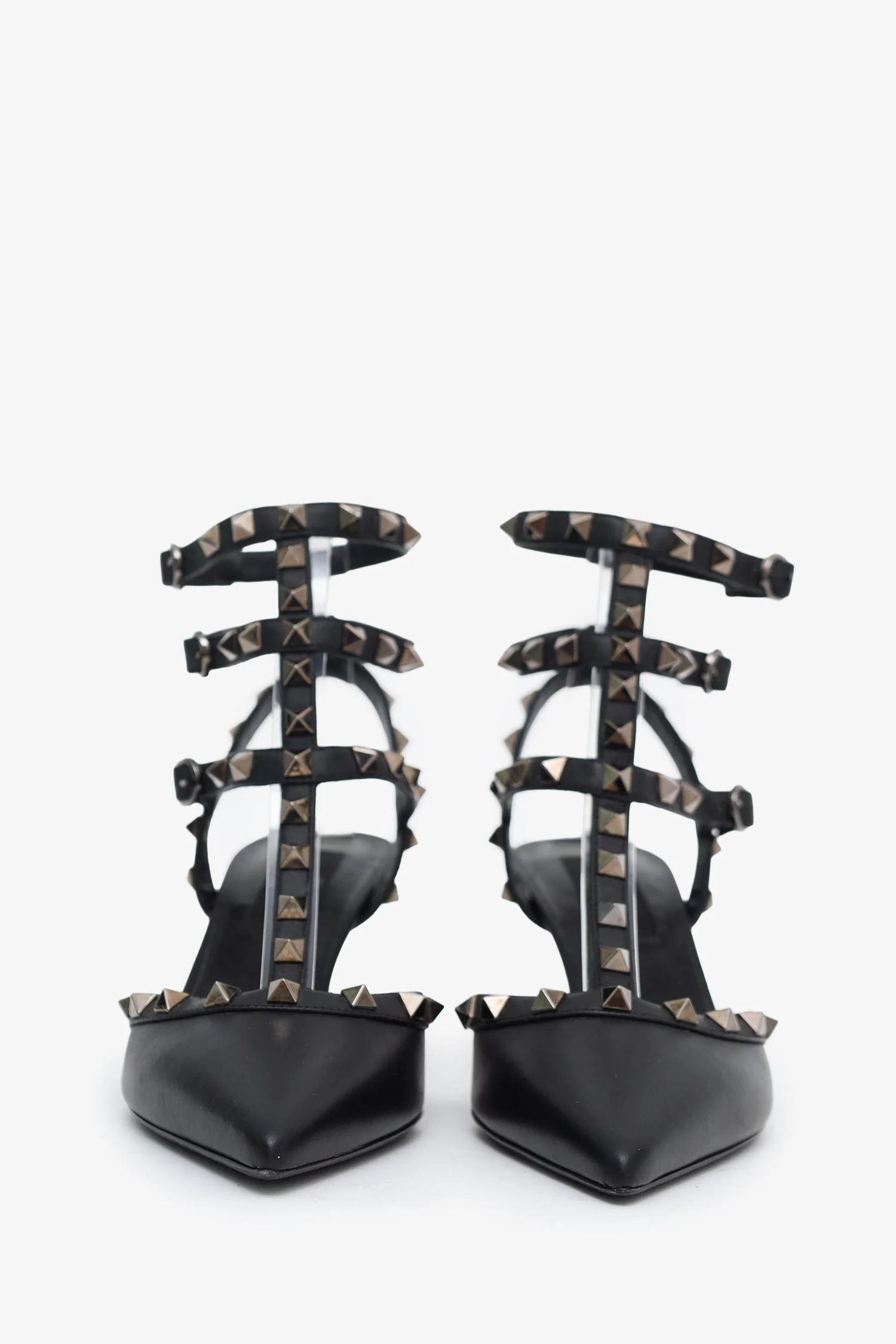 Valentino Black Rockstud Leather Heels Size 36.5 - Image 3