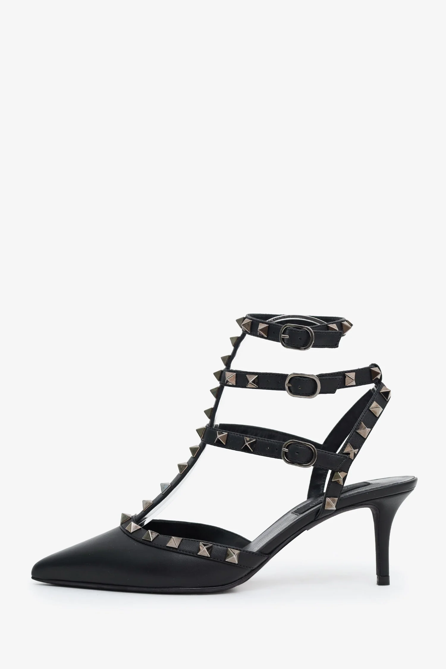 Valentino Black Rockstud Leather Heels Size 36.5 - Image 4