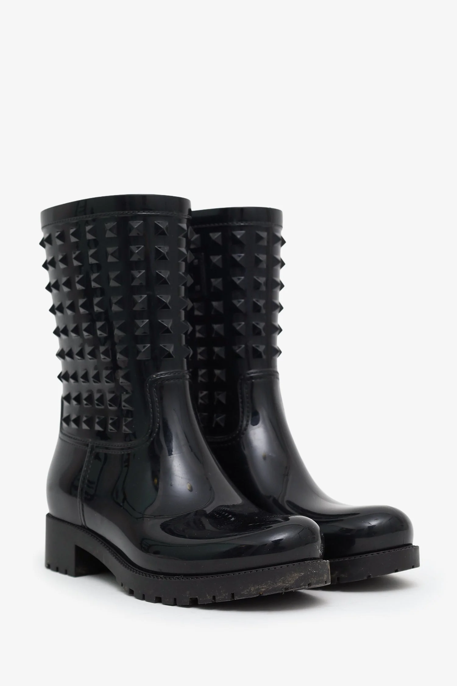 Valentino Black Rubber Rockstud Rain Boots Size 39 - Image 2