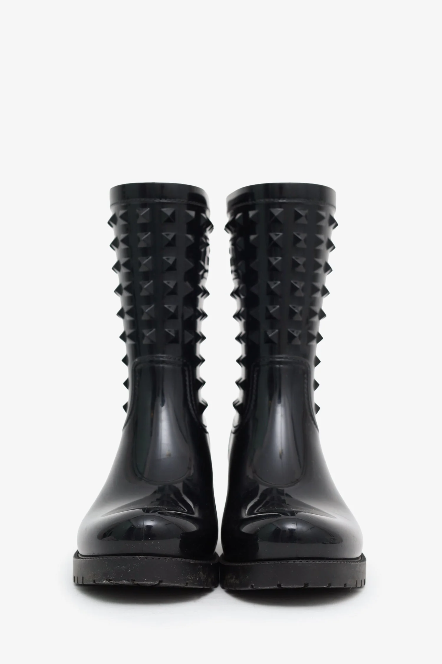 Valentino Black Rubber Rockstud Rain Boots Size 39 - Image 3