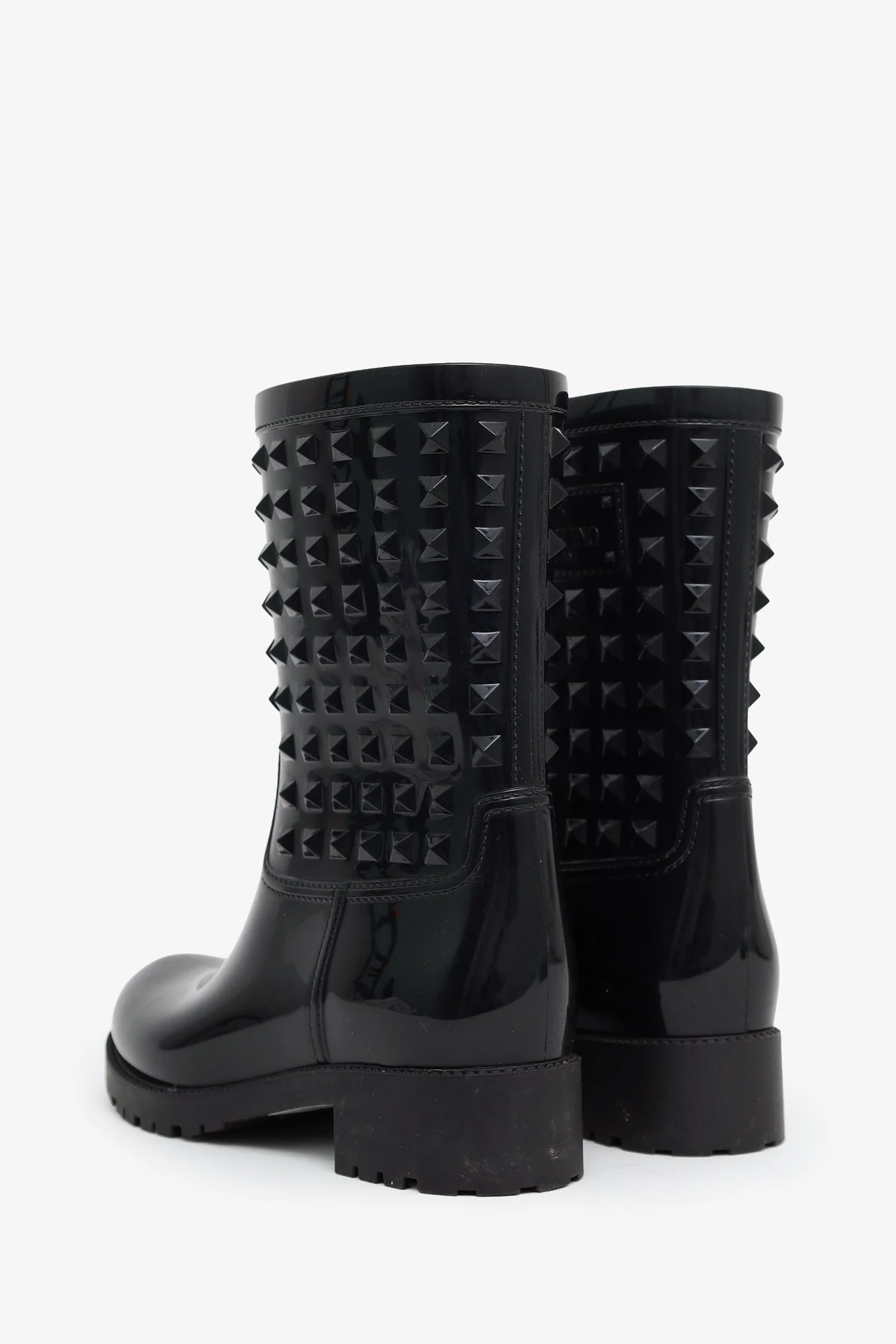 Valentino Black Rubber Rockstud Rain Boots Size 39 - Image 4