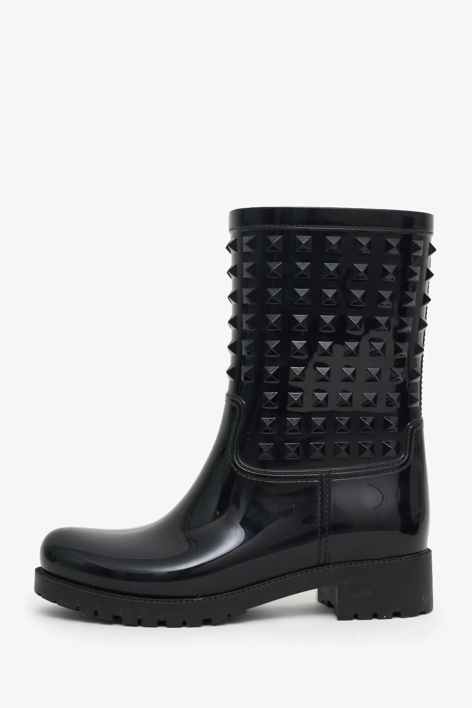 Valentino Black Rubber Rockstud Rain Boots Size 39 - Image 5