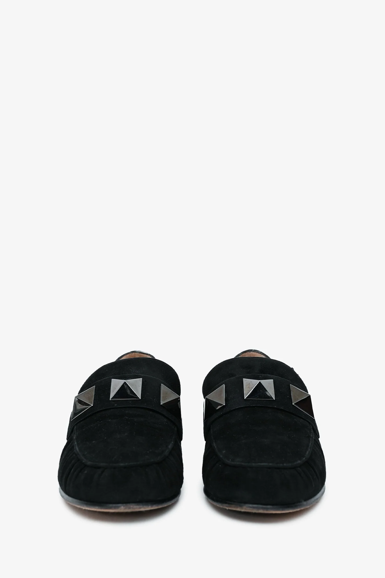 Valentino Black Suede Leather Macro Stud Loafers Size 35 - Image 3
