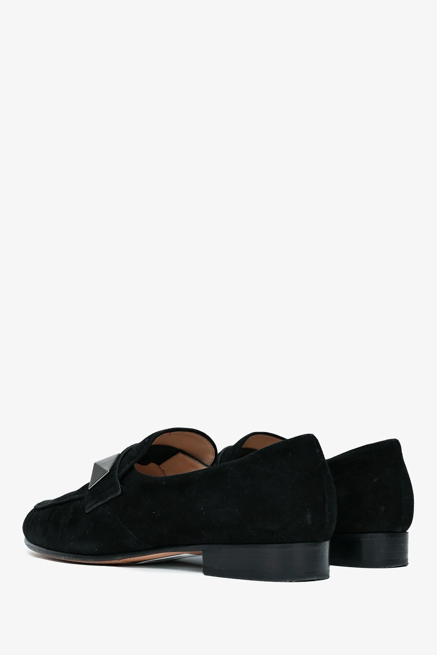 Valentino Black Suede Leather Macro Stud Loafers Size 35 - Image 4
