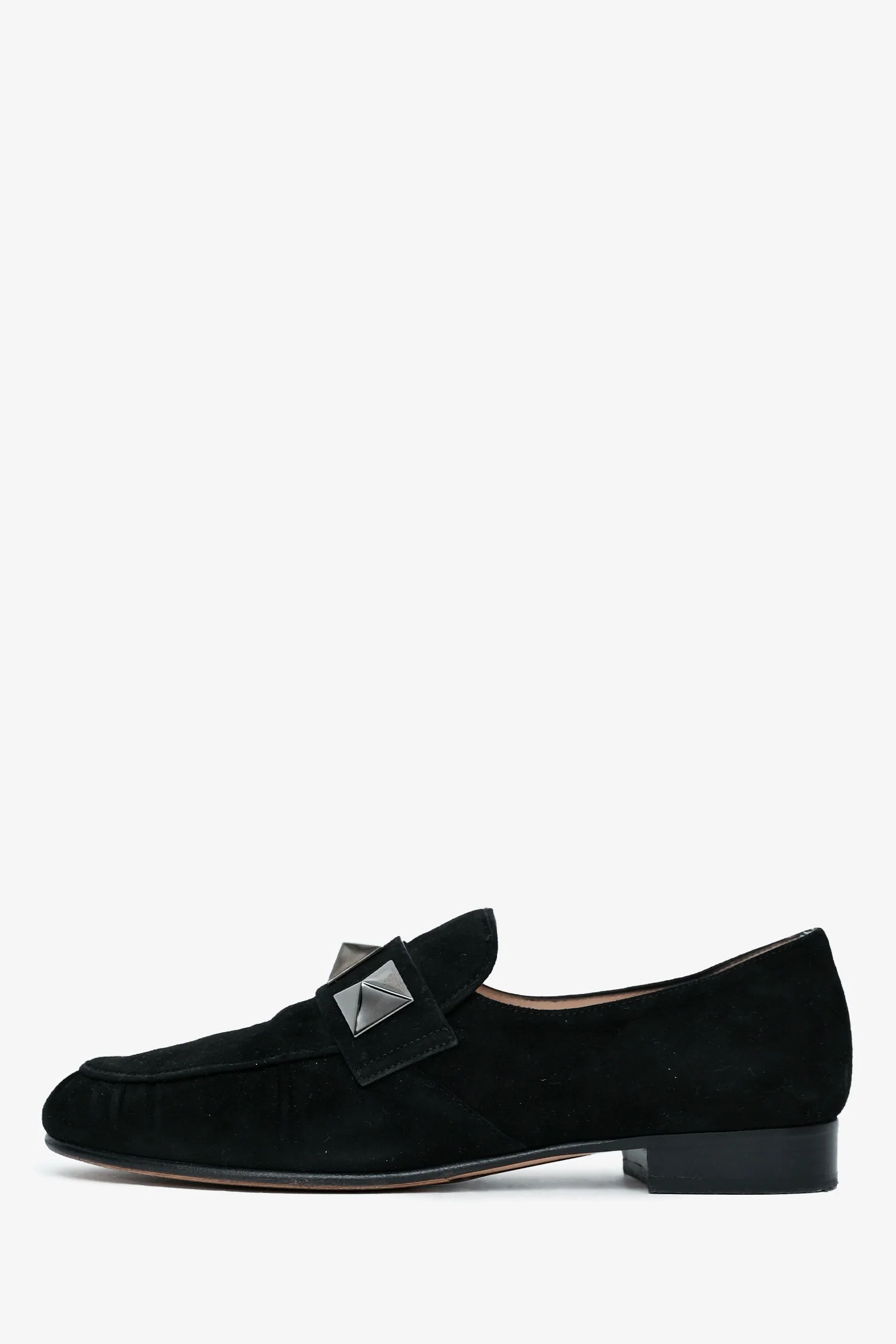 Valentino Black Suede Leather Macro Stud Loafers Size 35 - Image 5