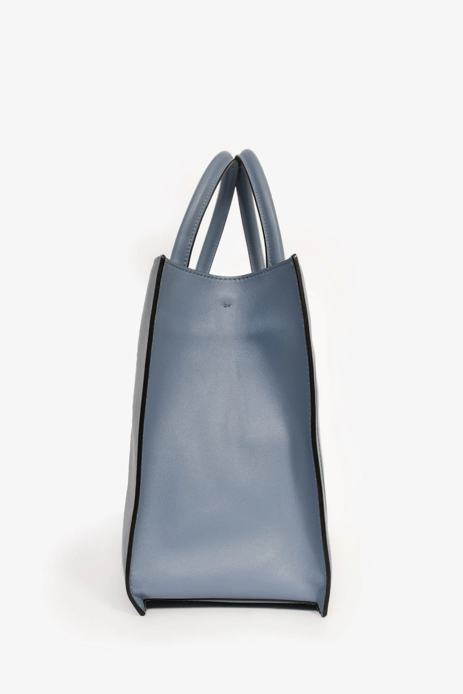 Valentino Blue Smooth Leather 'V' Logo Tote - Image 3