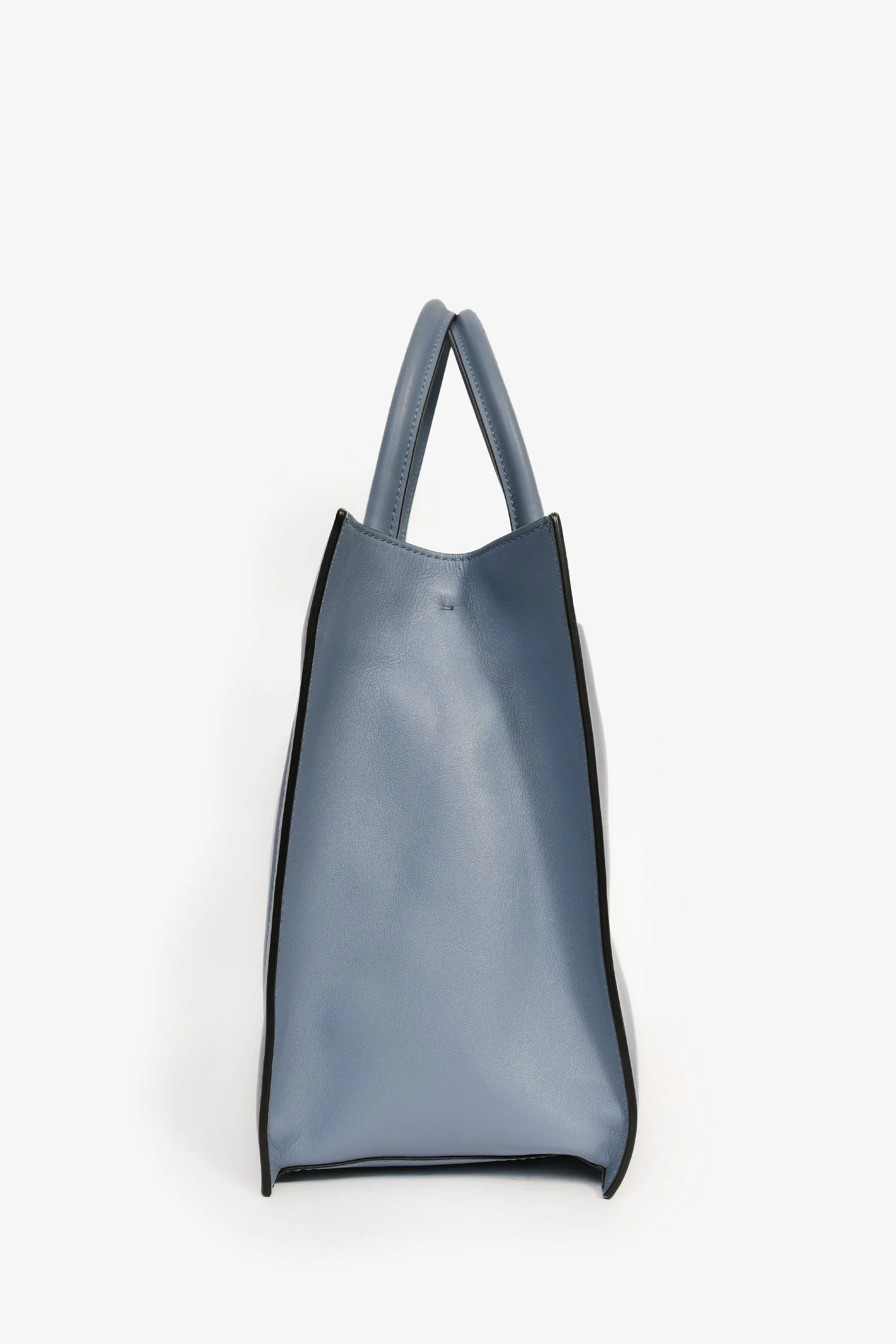 Valentino Blue Smooth Leather 'V' Logo Tote - Image 4