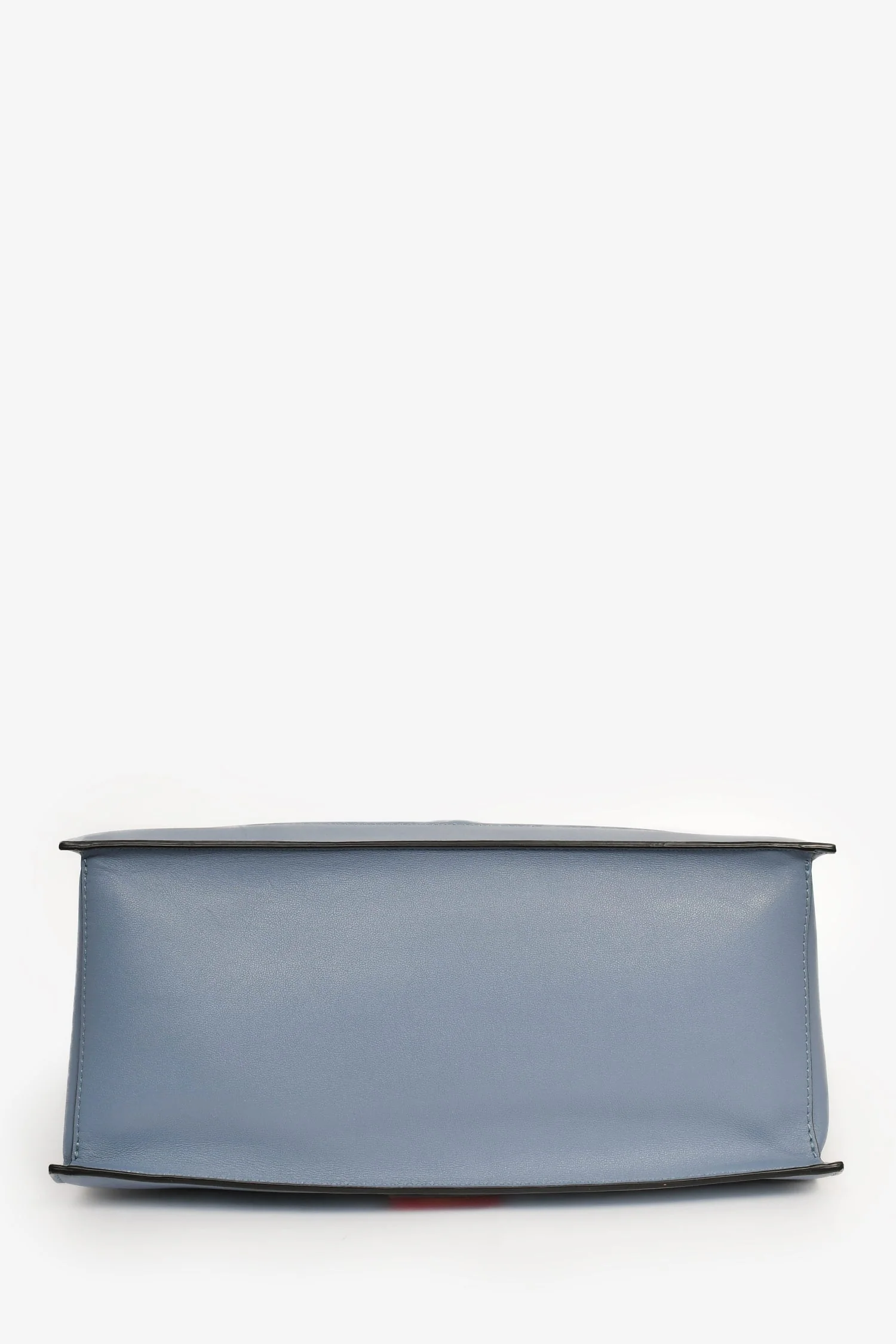 Valentino Blue Smooth Leather 'V' Logo Tote - Image 5