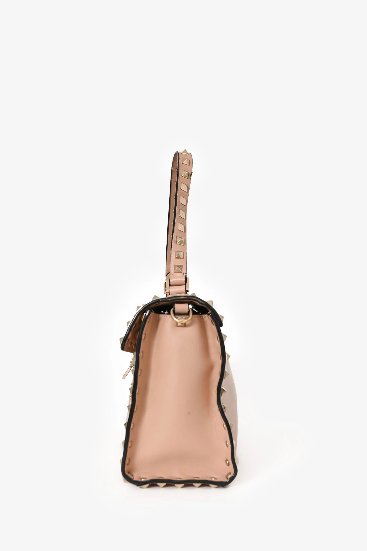 Valentino Blush Leather Rockstud Top Handle Bag (As Is) - Image 4