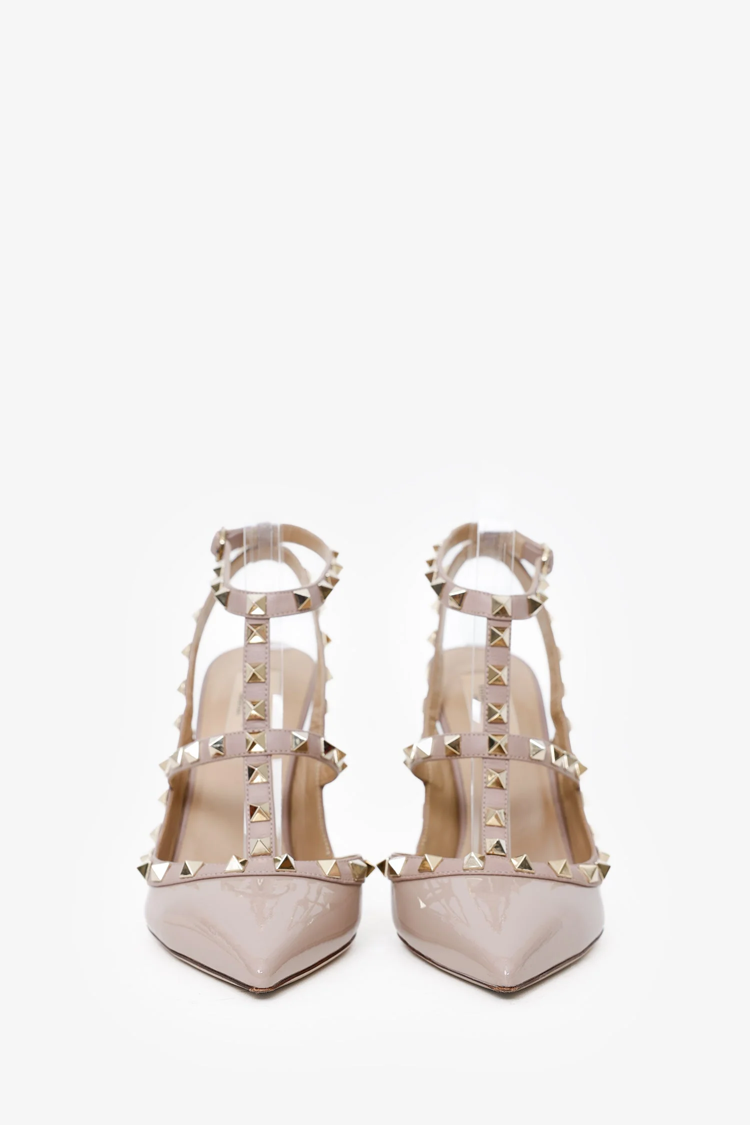 Valentino Blush Pink Patent Leather Cage Rockstud Heels Size 39 - Image 3