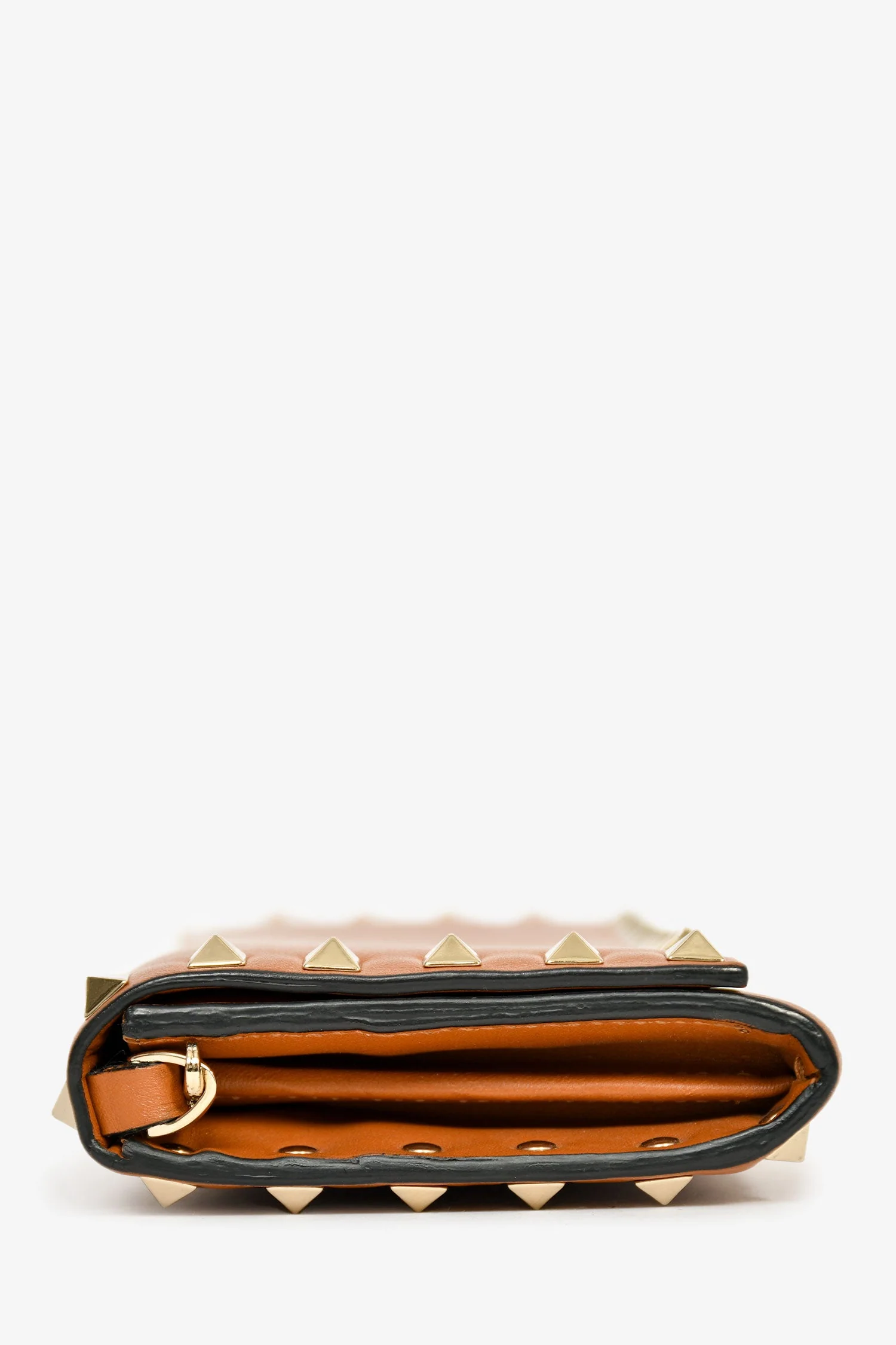 Valentino Brown Leather Rockstud Wallet on Chain - Image 4