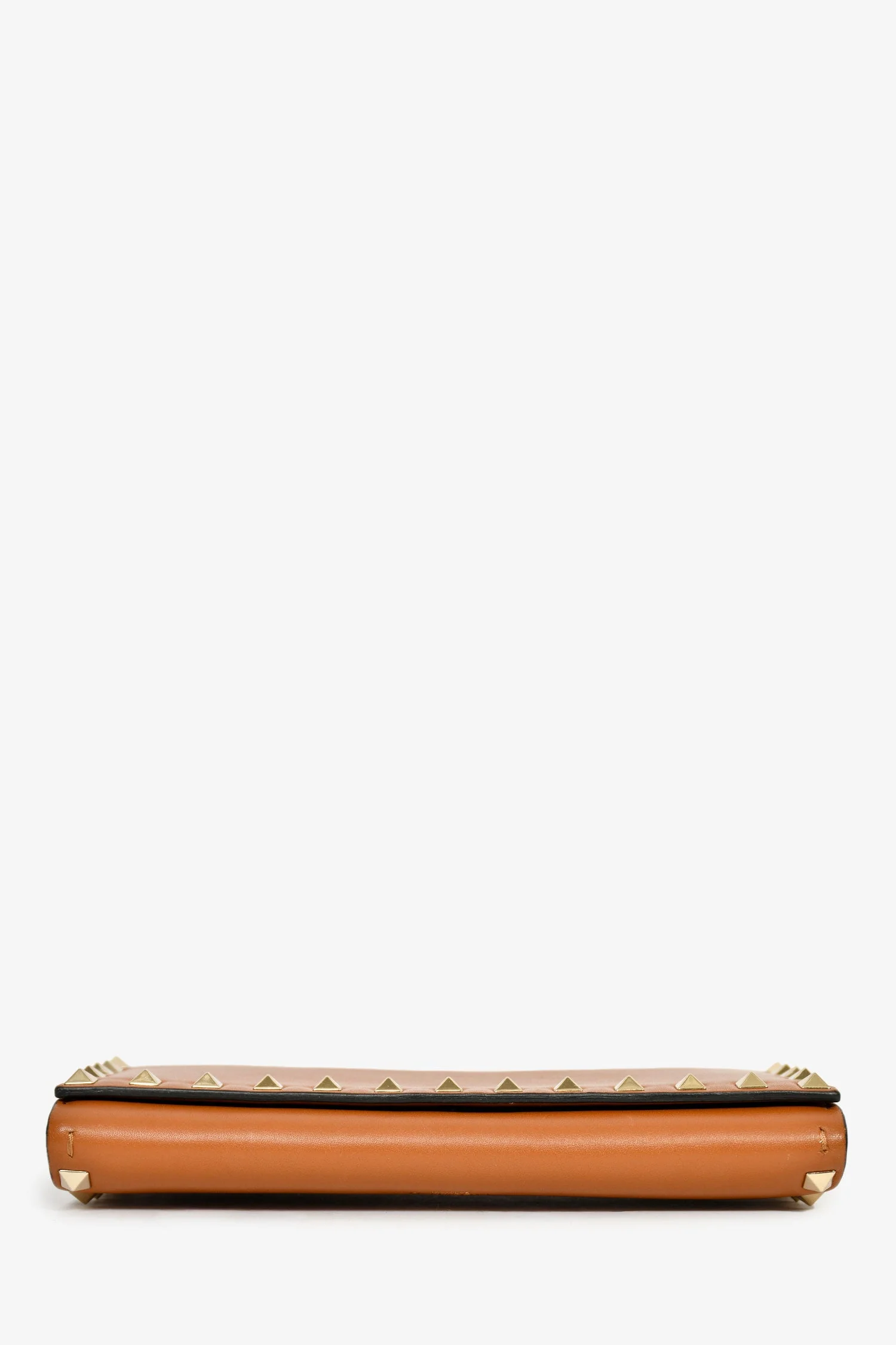 Valentino Brown Leather Rockstud Wallet on Chain - Image 5