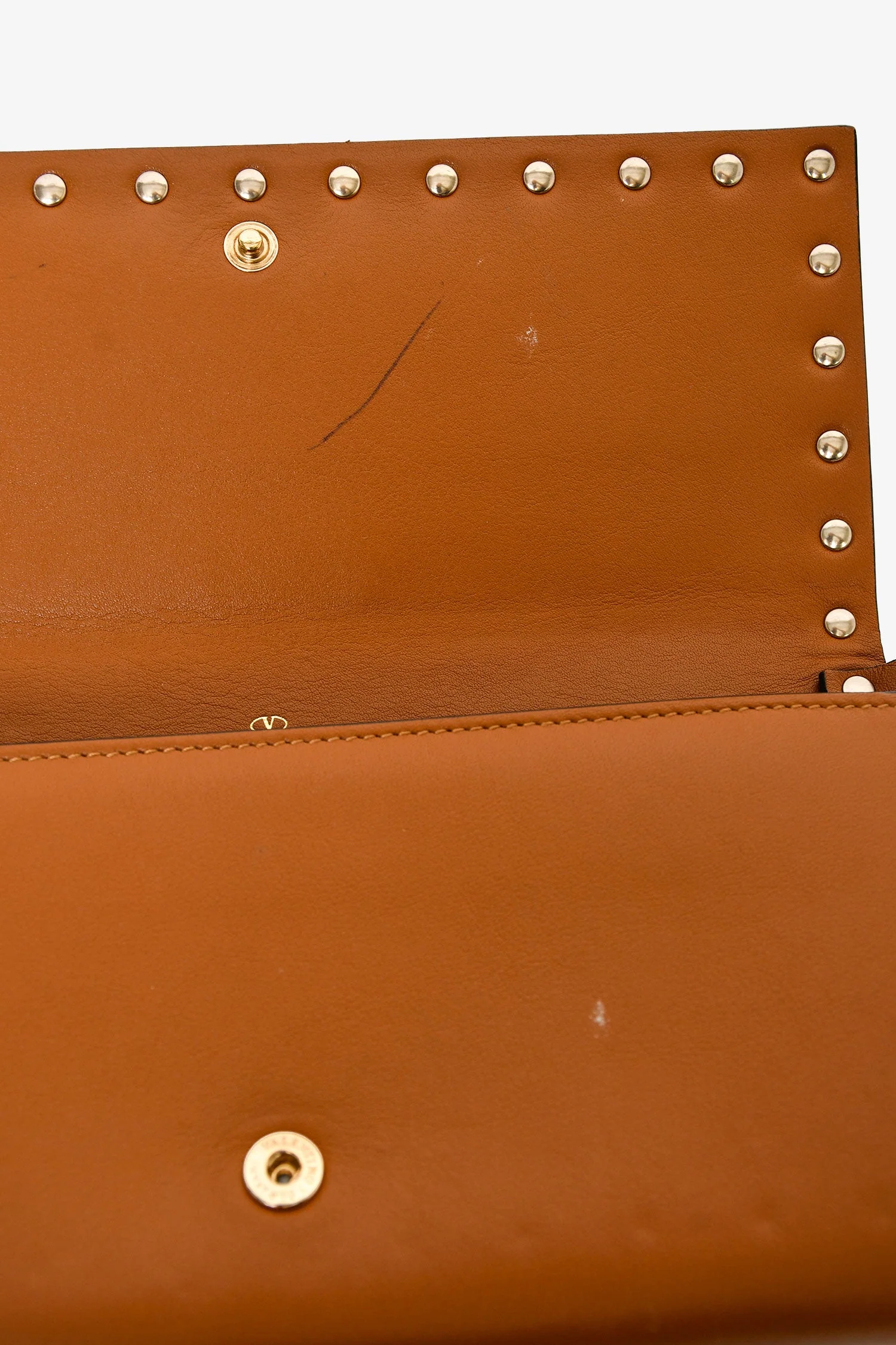 Valentino Brown Leather Rockstud Wallet on Chain - Image 7