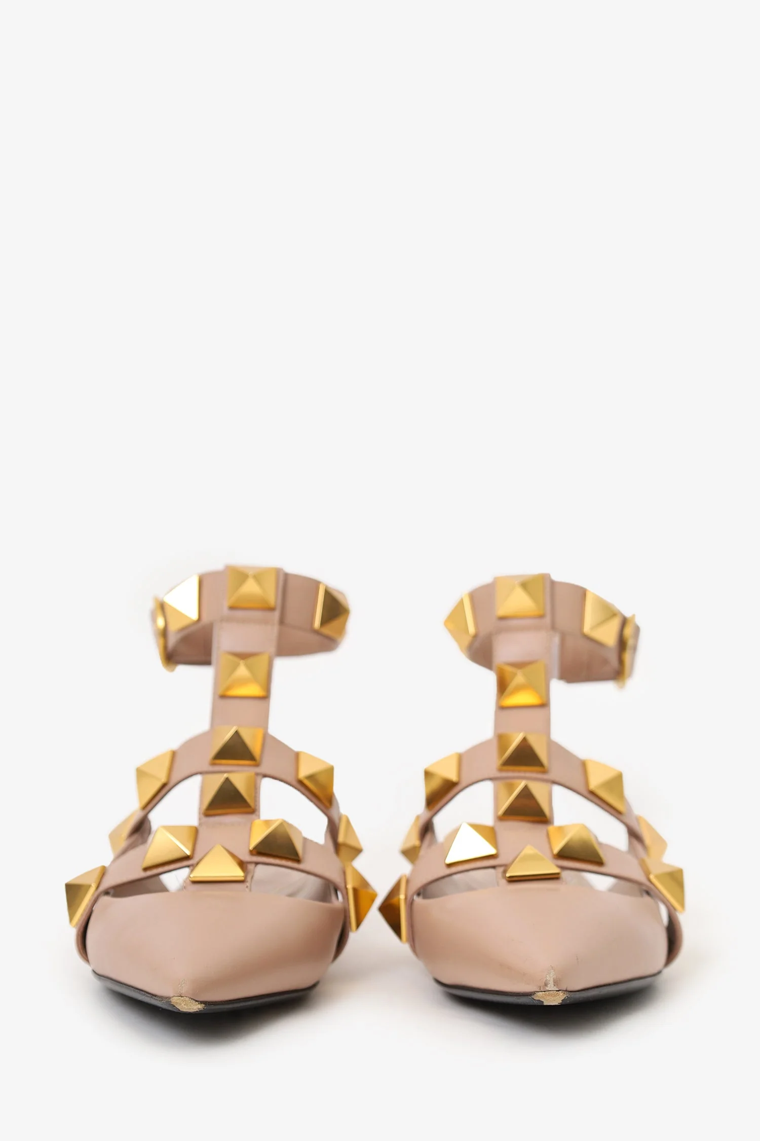 Valentino Brown Leather Roman Stud Gladiator Flats Size 36.5 - Image 3
