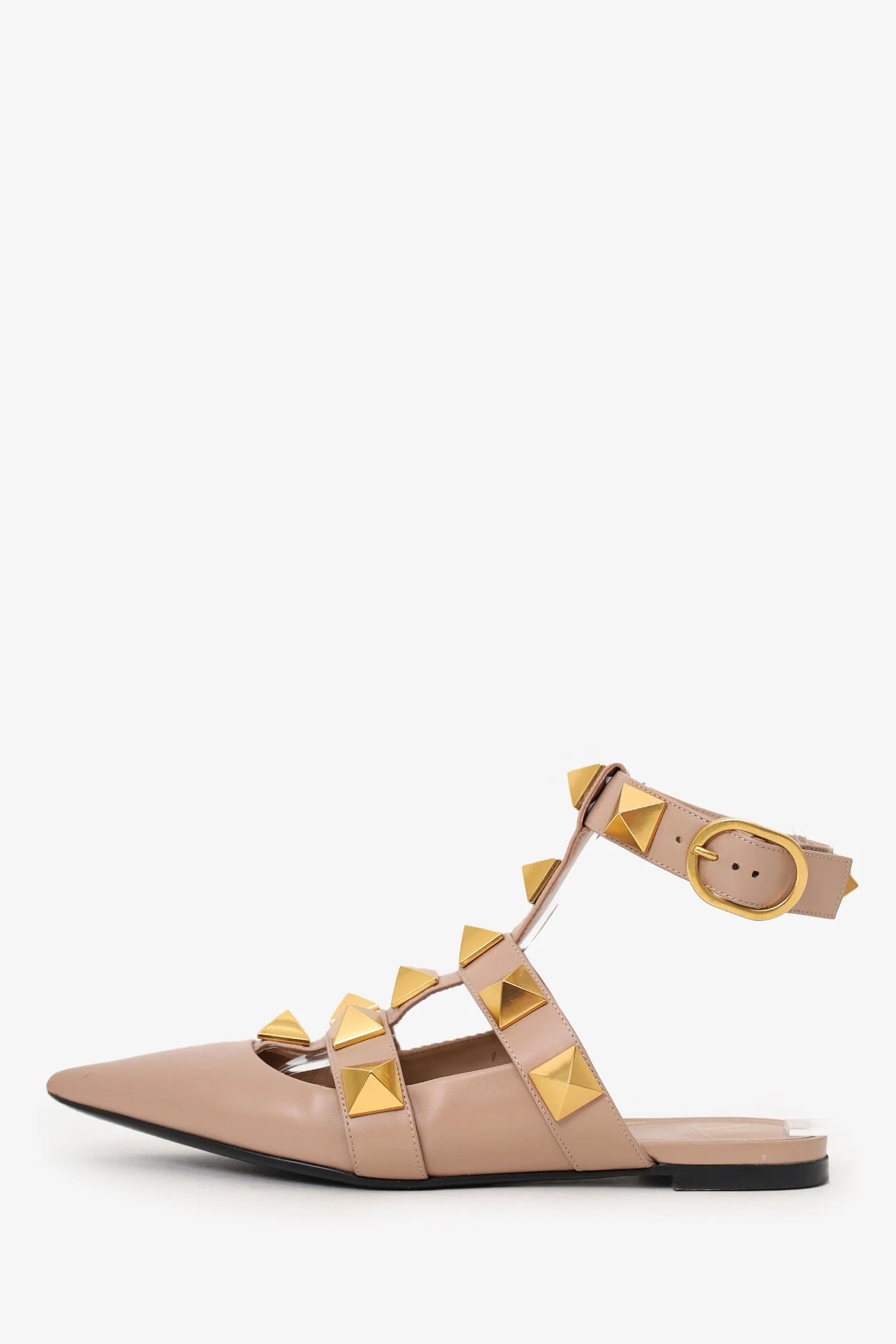 Valentino Brown Leather Roman Stud Gladiator Flats Size 36.5 - Image 5