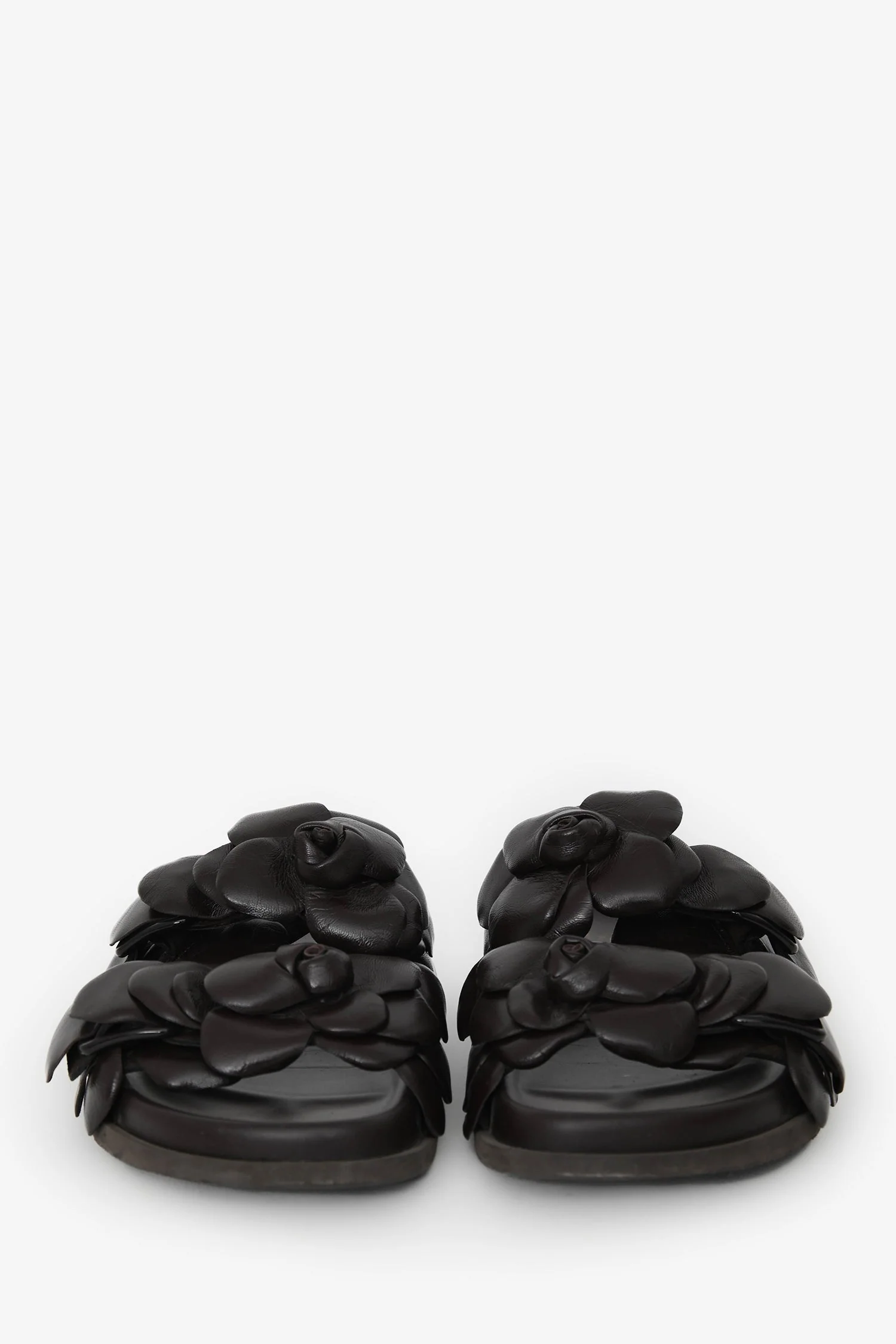 Valentino Brown Leather Rosette Sandals Size 37 - Image 3