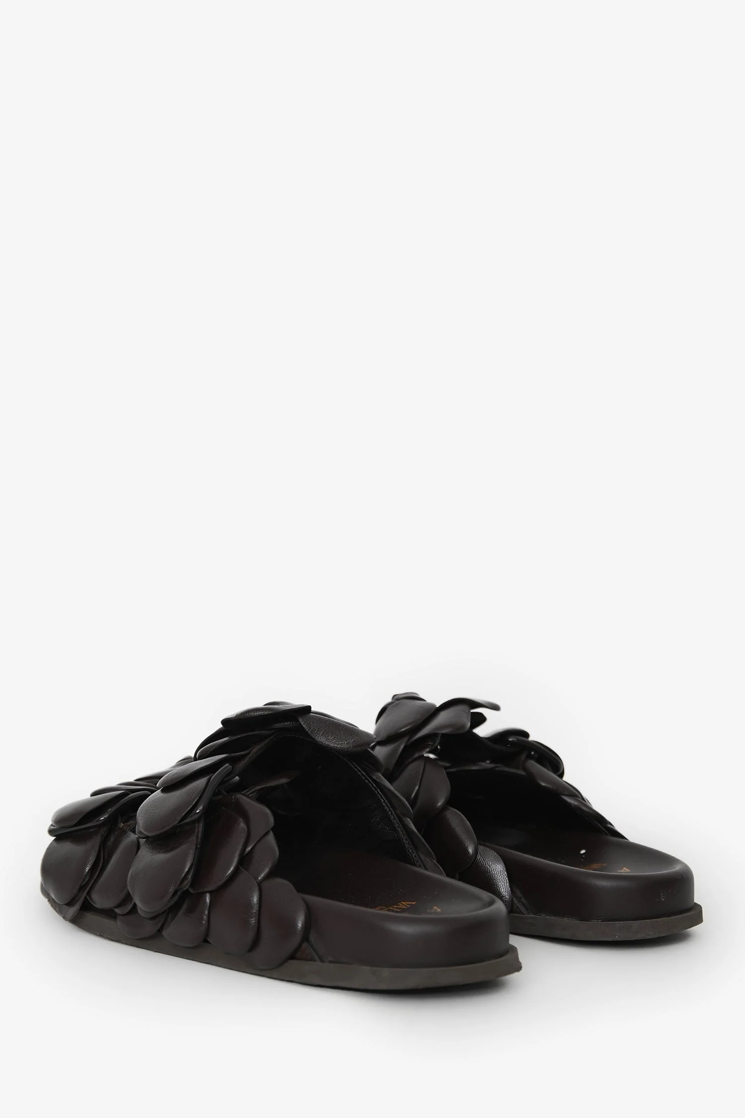 Valentino Brown Leather Rosette Sandals Size 37 - Image 4