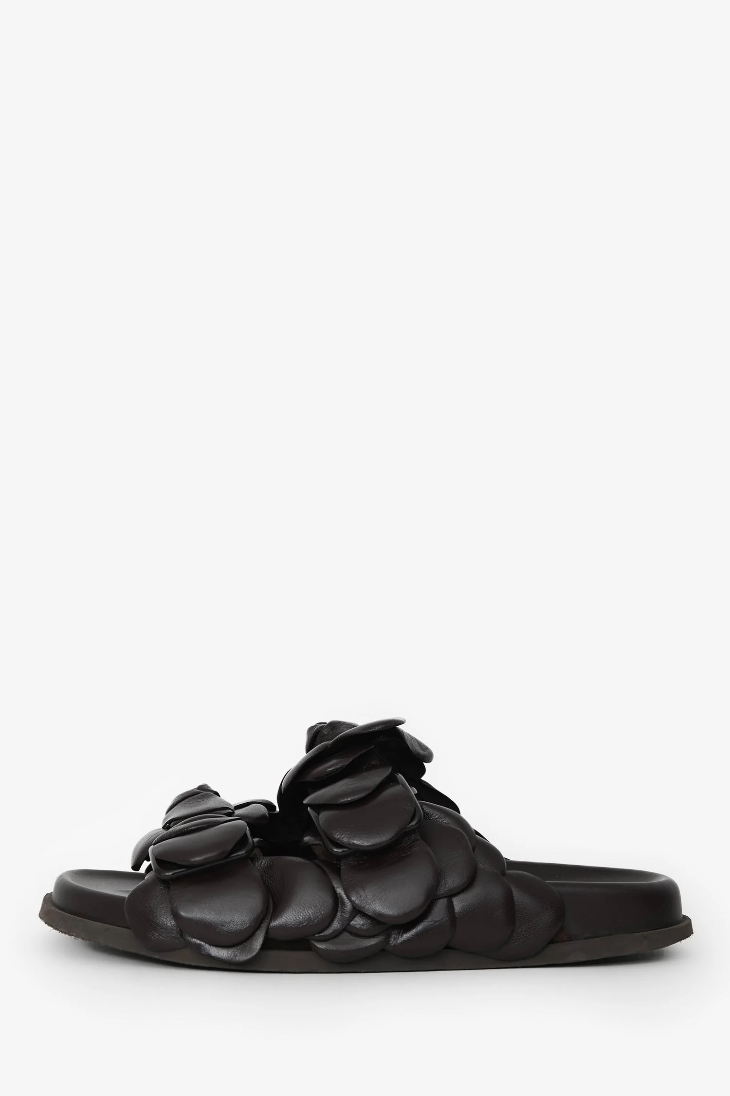 Valentino Brown Leather Rosette Sandals Size 37 - Image 5