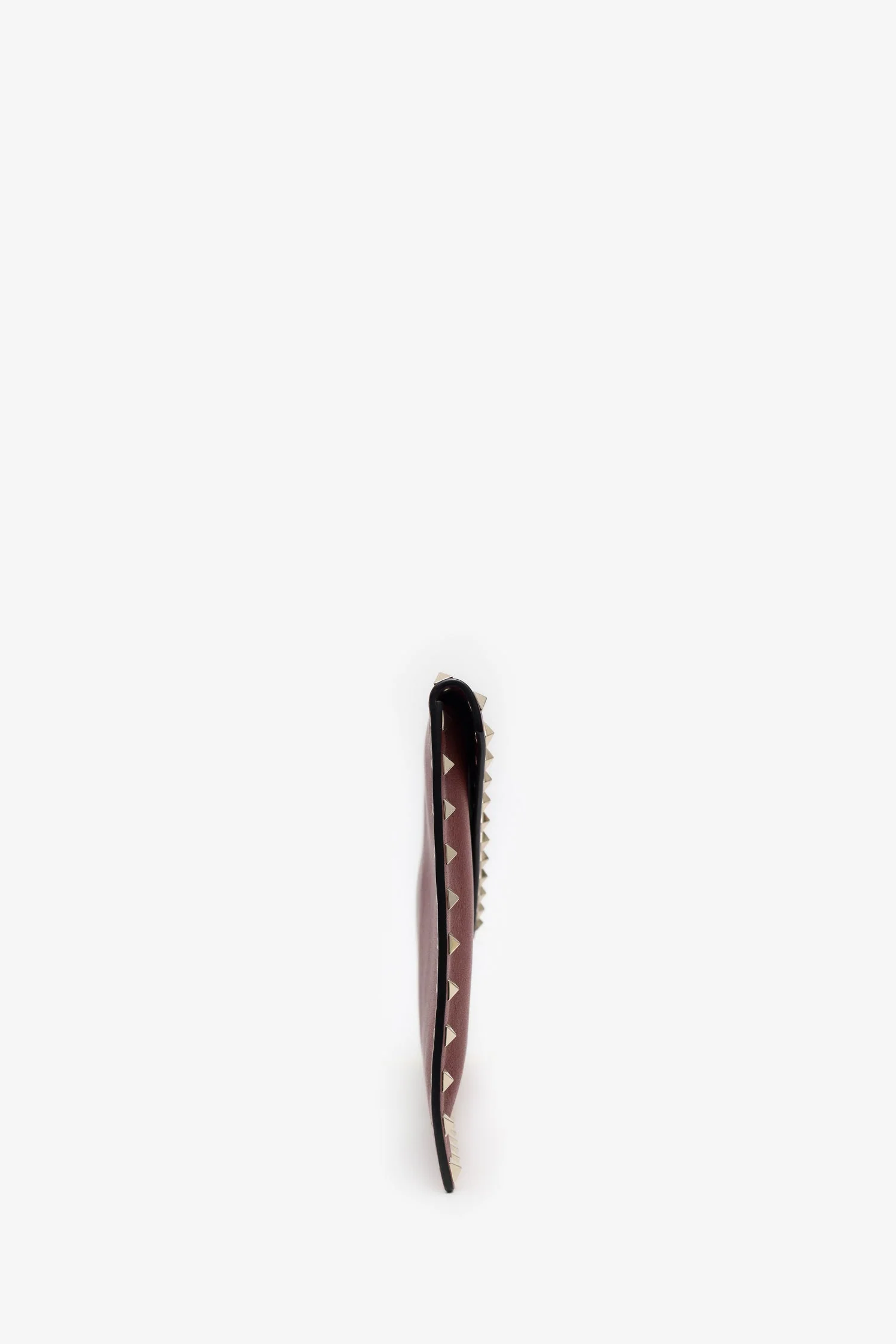 Valentino Burgundy Grainy Calfskin Rockstud Envelope Clutch - Image 3