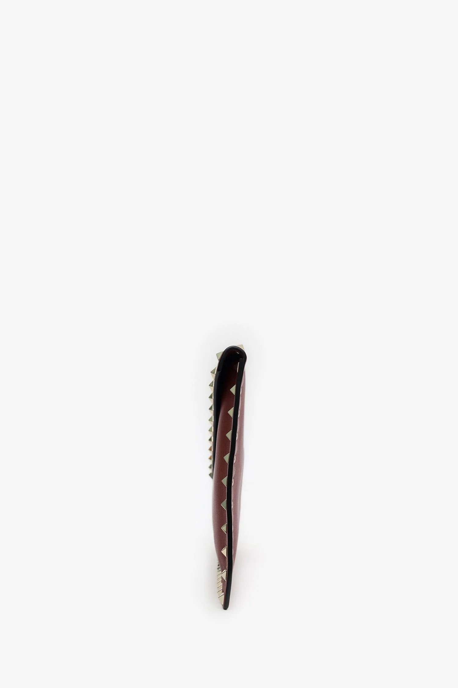 Valentino Burgundy Grainy Calfskin Rockstud Envelope Clutch - Image 4