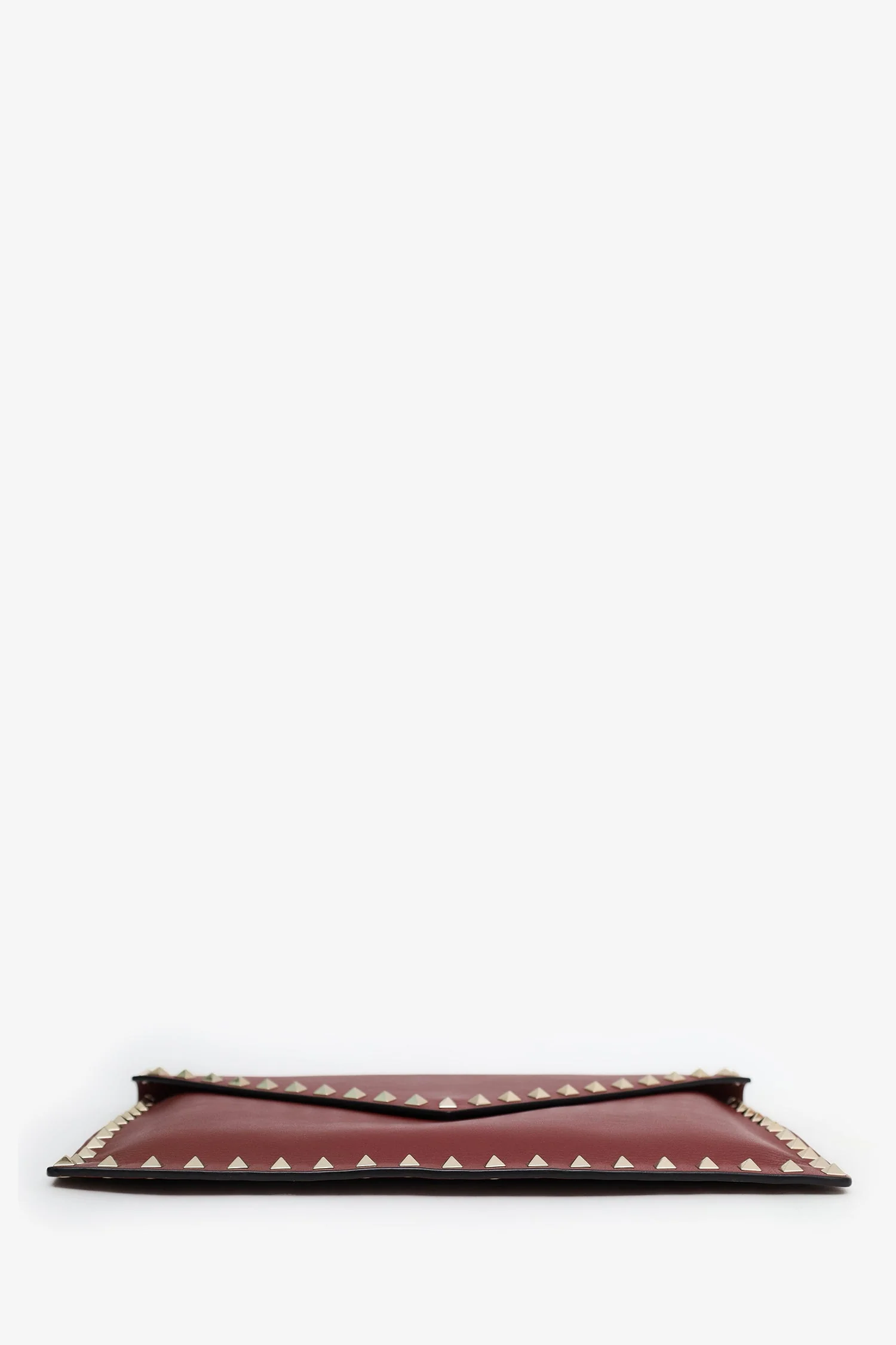Valentino Burgundy Grainy Calfskin Rockstud Envelope Clutch - Image 5