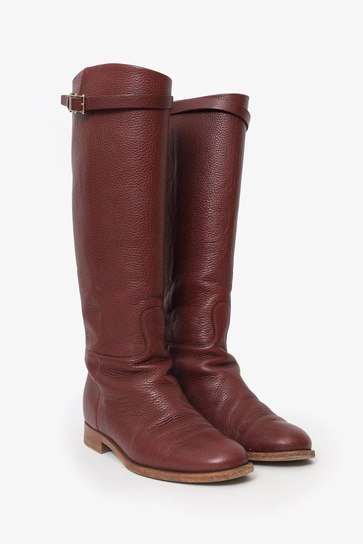 Valentino Burgundy Leather Riding Boots Size 39 - Image 2