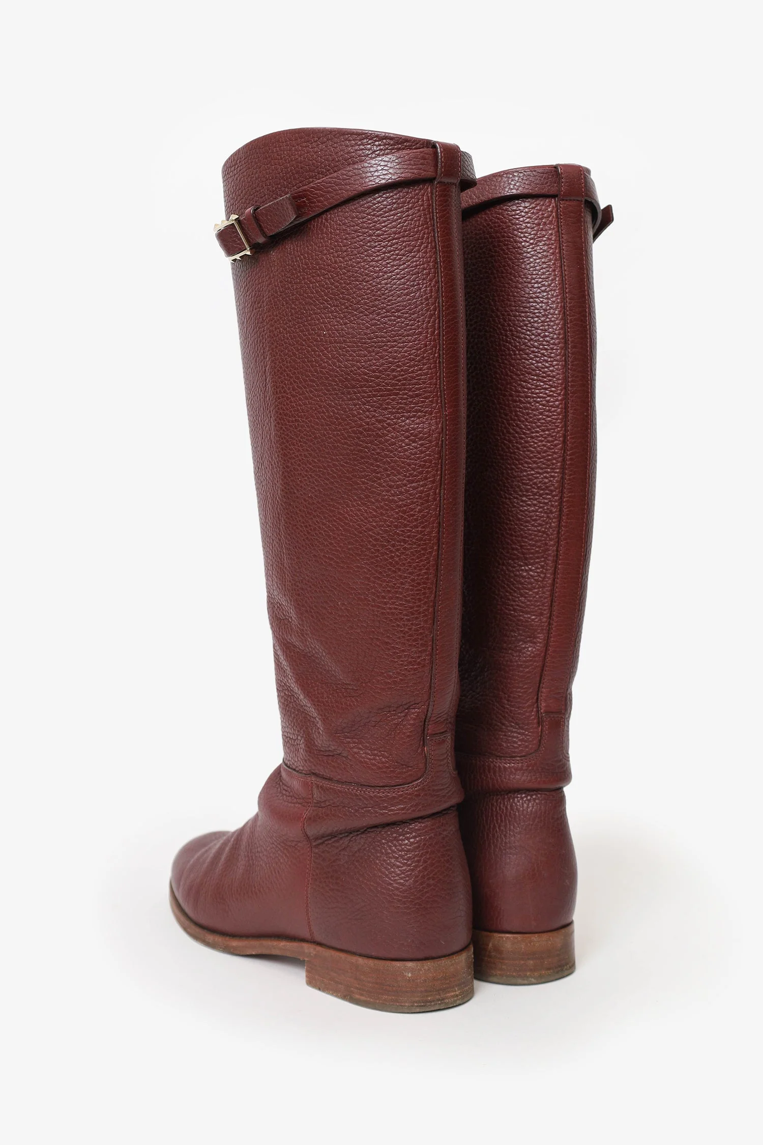 Valentino Burgundy Leather Riding Boots Size 39 - Image 4
