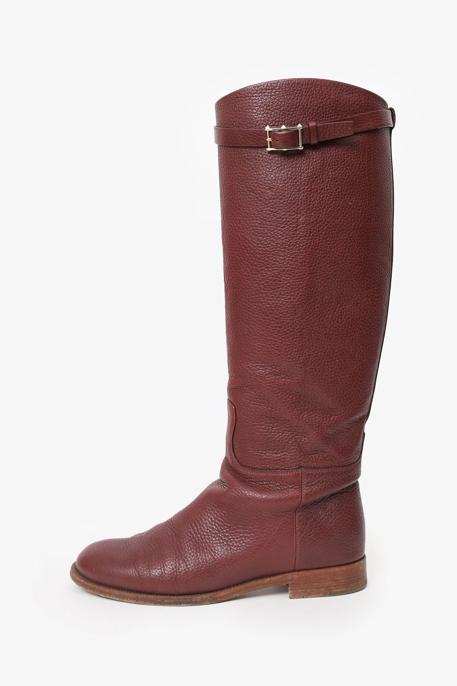 Valentino Burgundy Leather Riding Boots Size 39 - Image 5