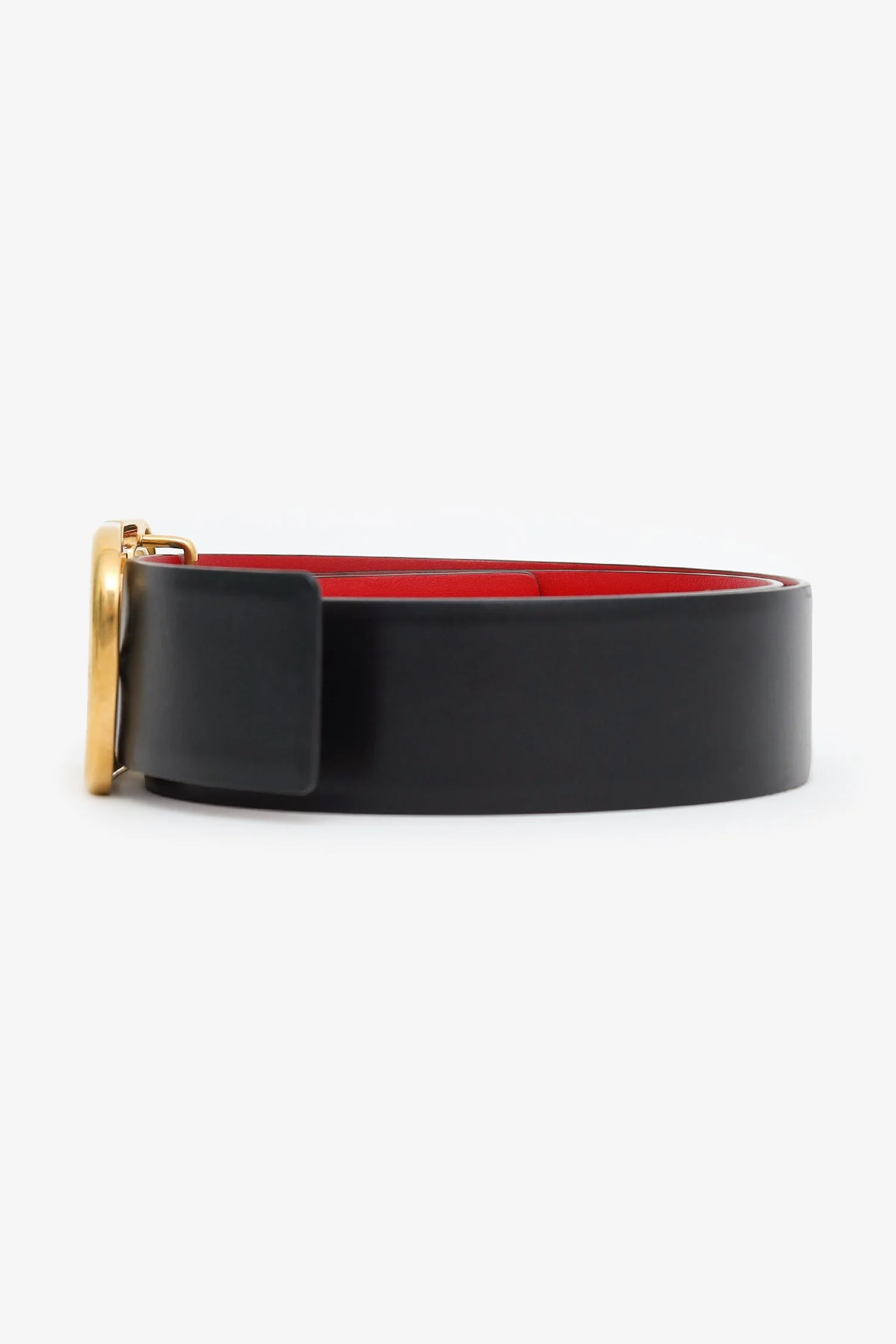 Valentino Garavani Black/Red VLogo Signature Reversible Belt - Image 3