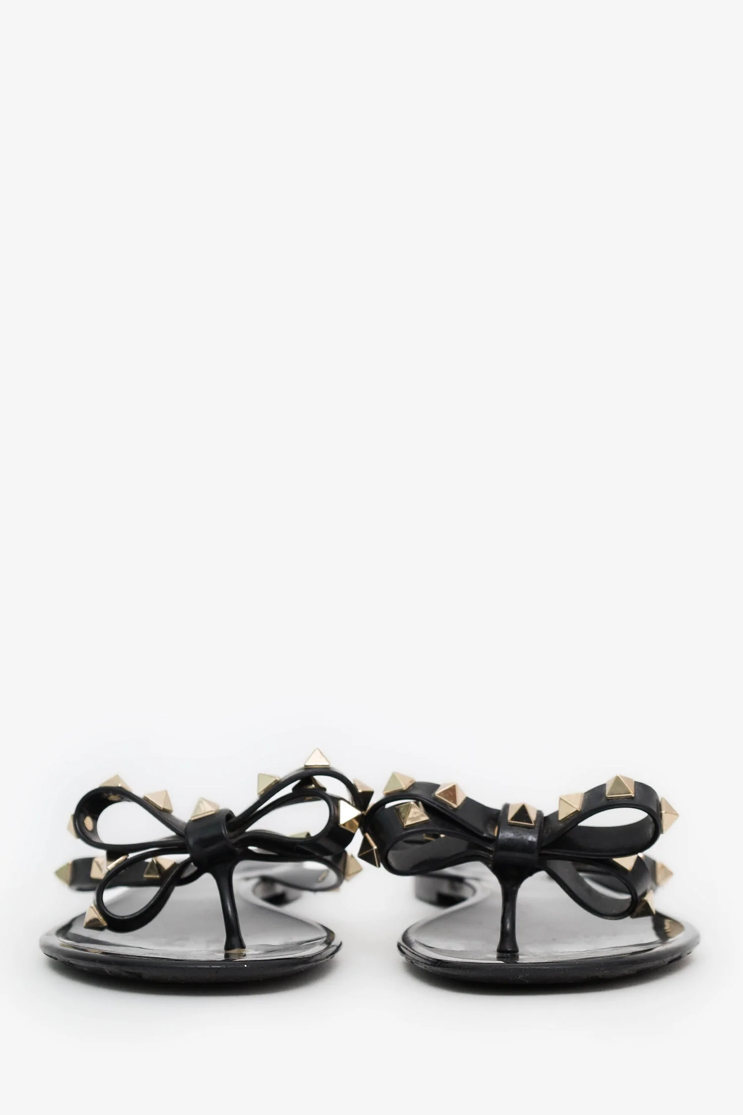Valentino Garavani Black Rubber Rockstud Sandals Size 6 - Image 3