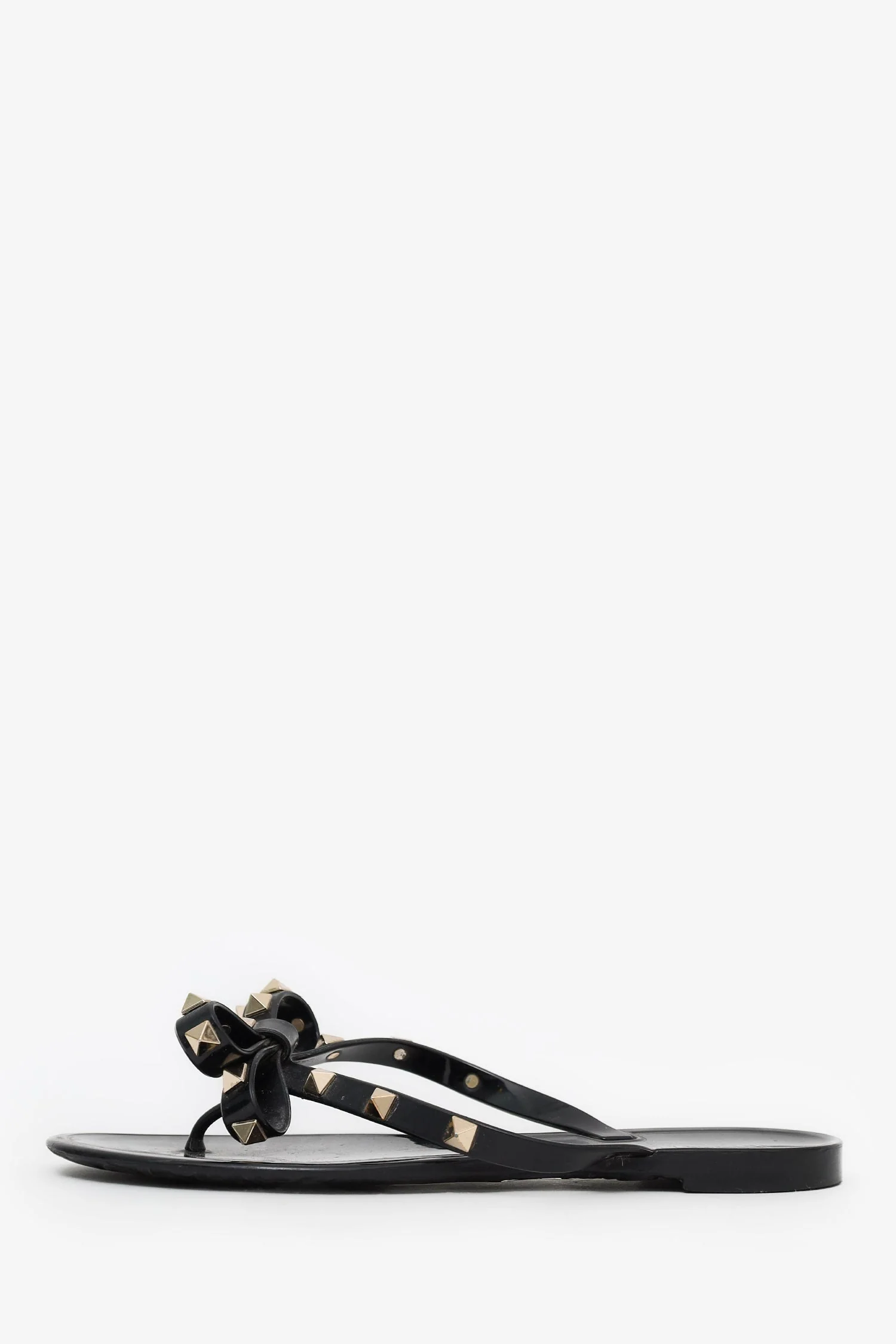 Valentino Garavani Black Rubber Rockstud Sandals Size 6 - Image 5