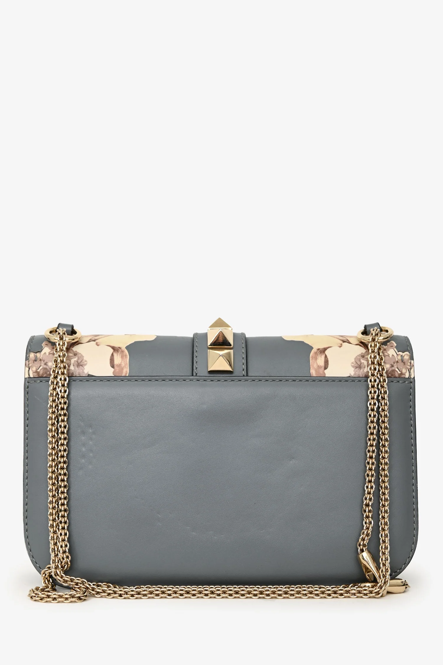 Valentino Grey Floral Leather Rockstud Chain Shoulder Bag - Image 2
