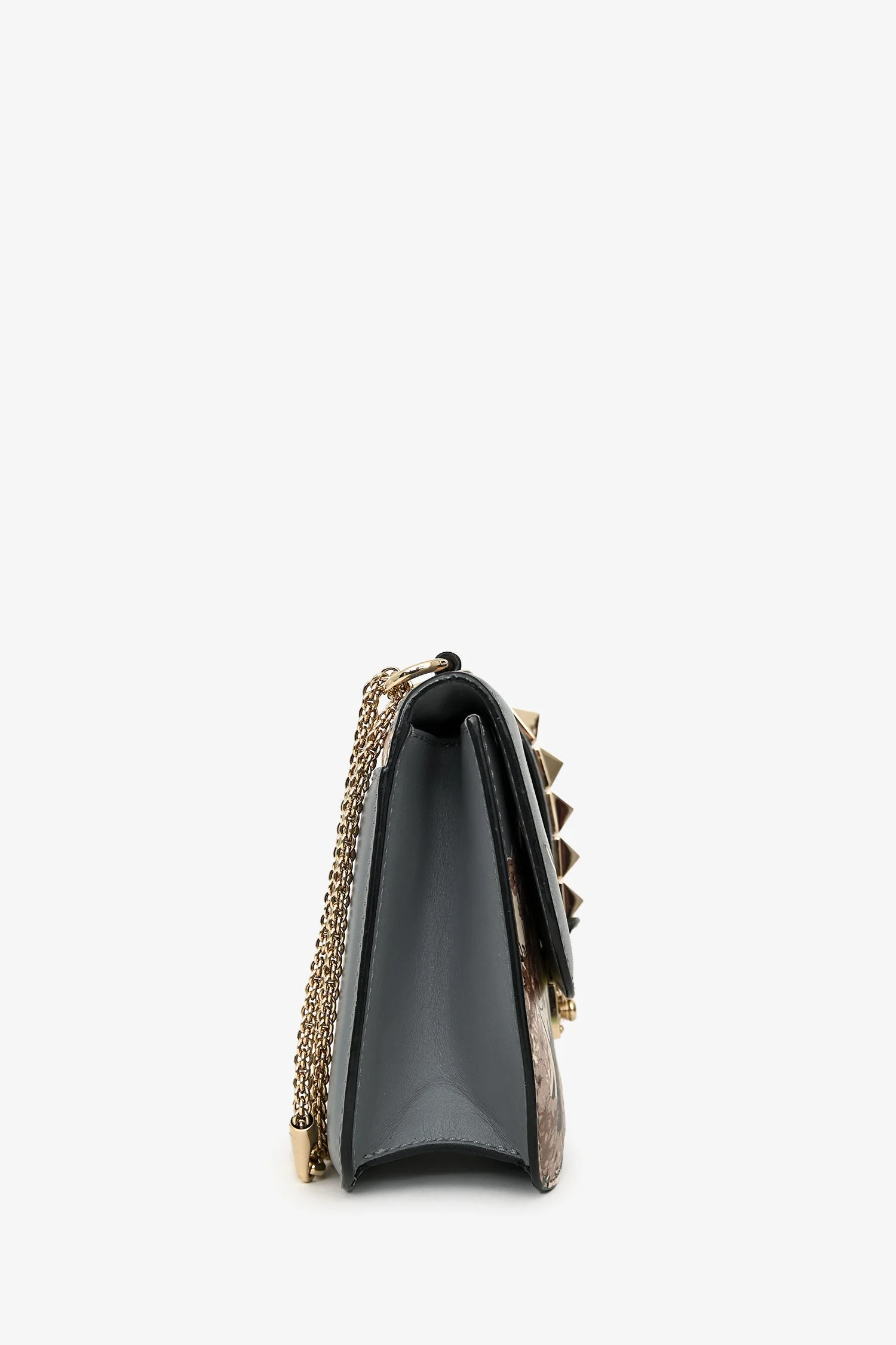 Valentino Grey Floral Leather Rockstud Chain Shoulder Bag - Image 3