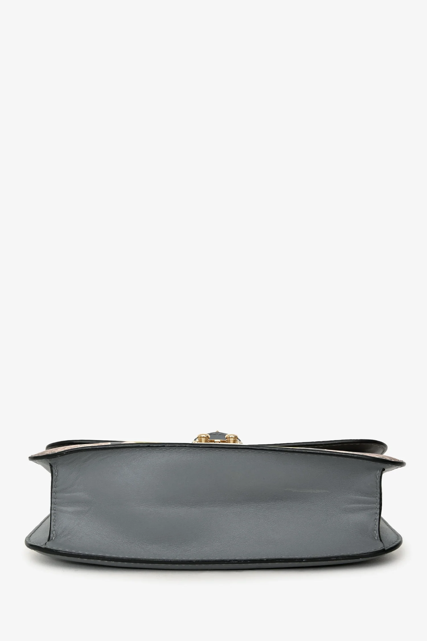 Valentino Grey Floral Leather Rockstud Chain Shoulder Bag - Image 5