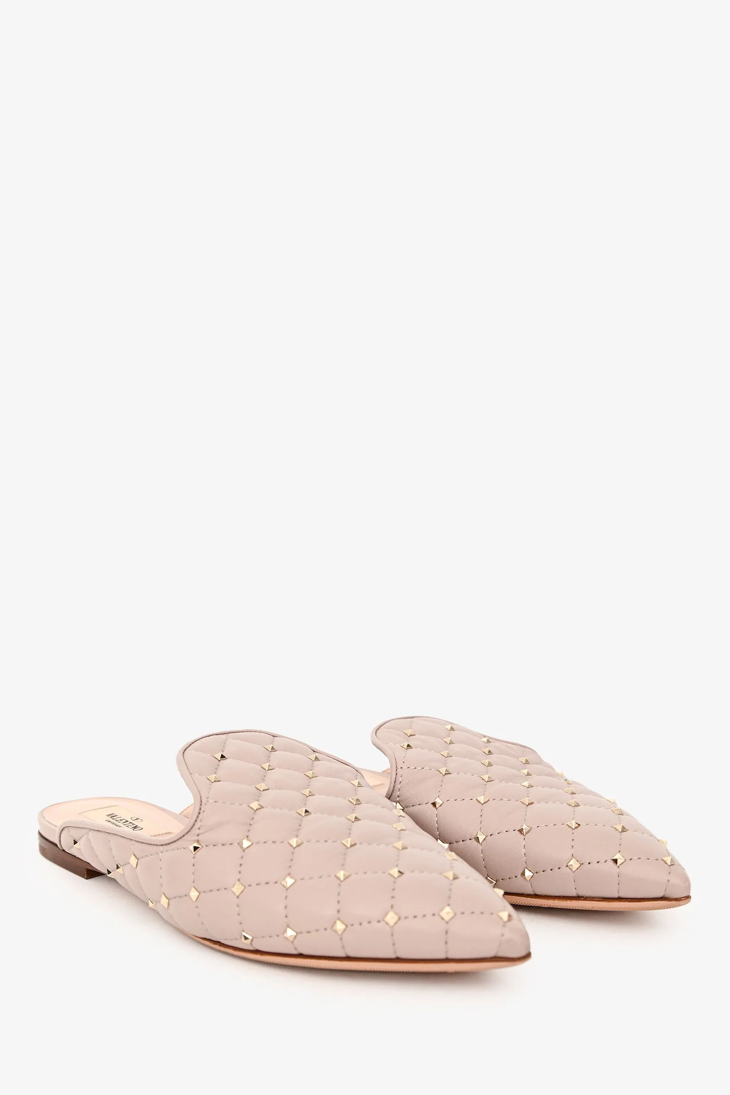 Valentino Light Pink Leather Rockstud Spike Mule Size 38 - Image 2
