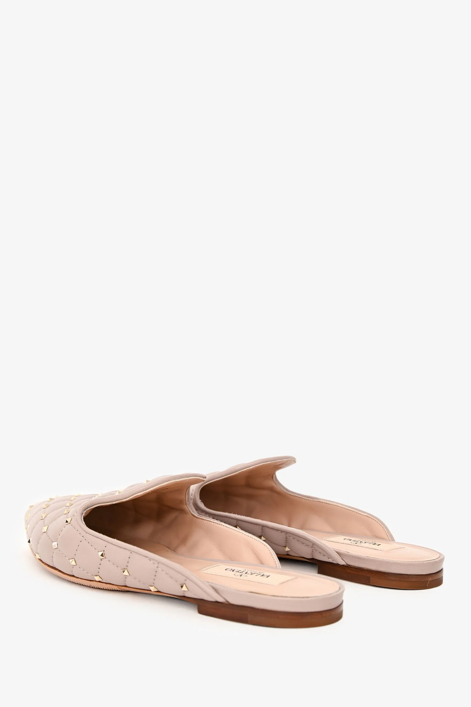 Valentino Light Pink Leather Rockstud Spike Mule Size 38 - Image 4
