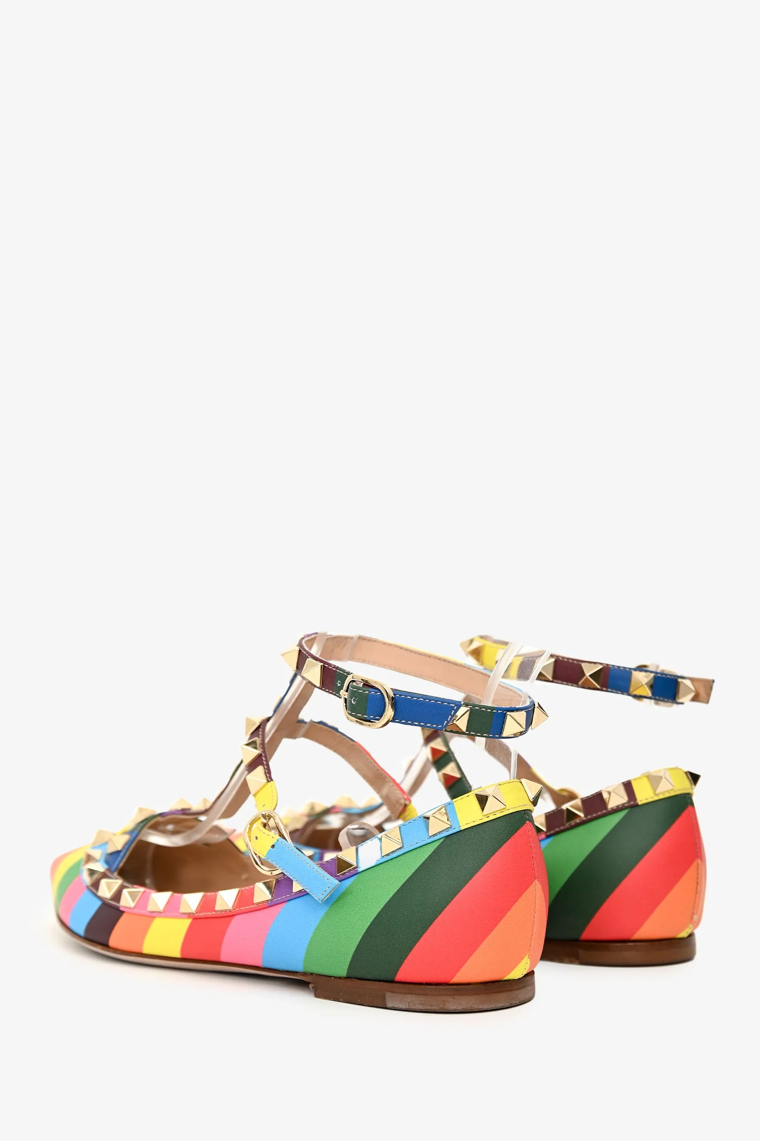 Valentino Multicolour Rainbow Leather Rockstud Ballerina Flats Size 36 - Image 4