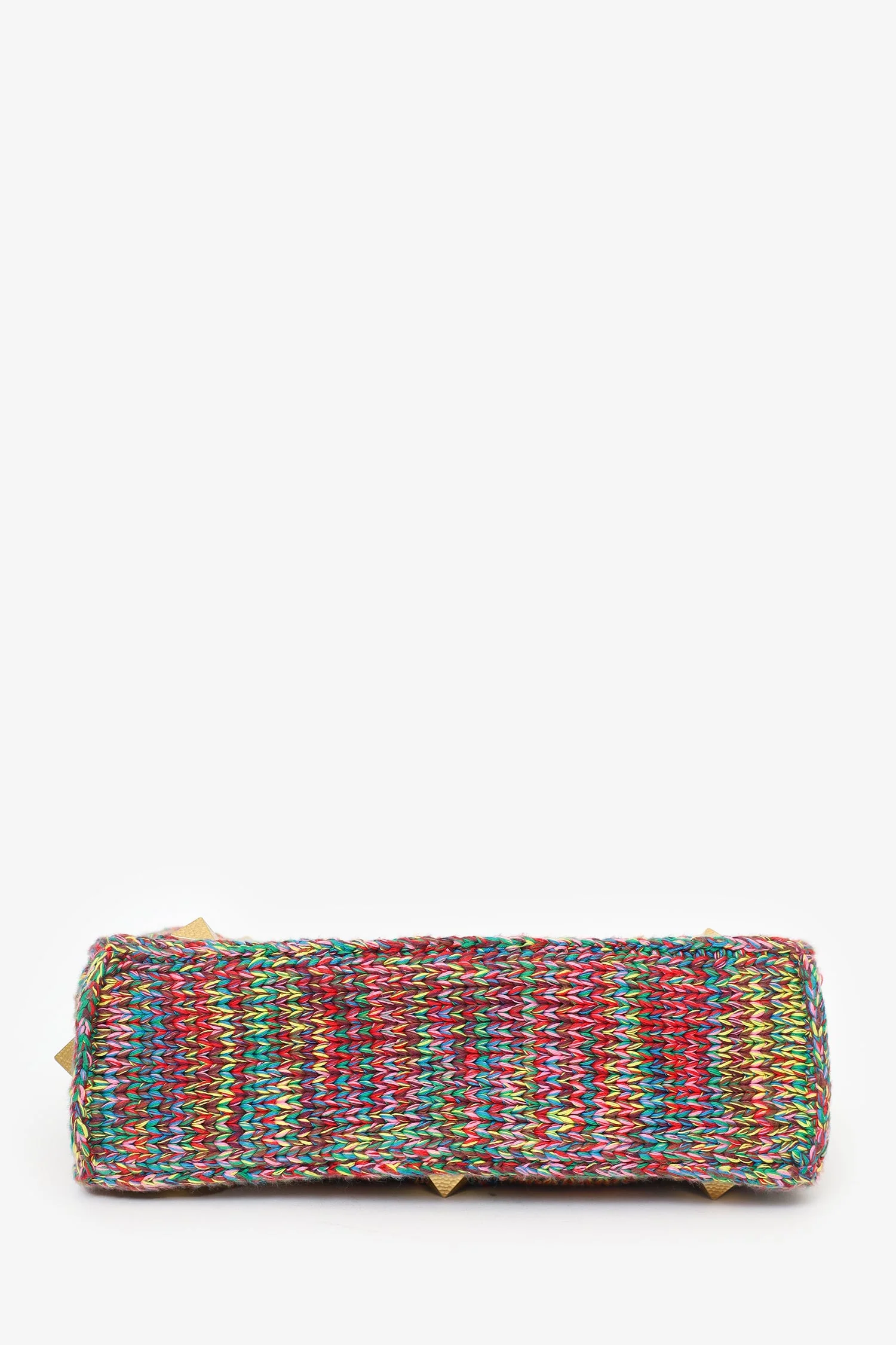 Valentino Multicolour Roman Stud Woven Handle Bag - Image 7